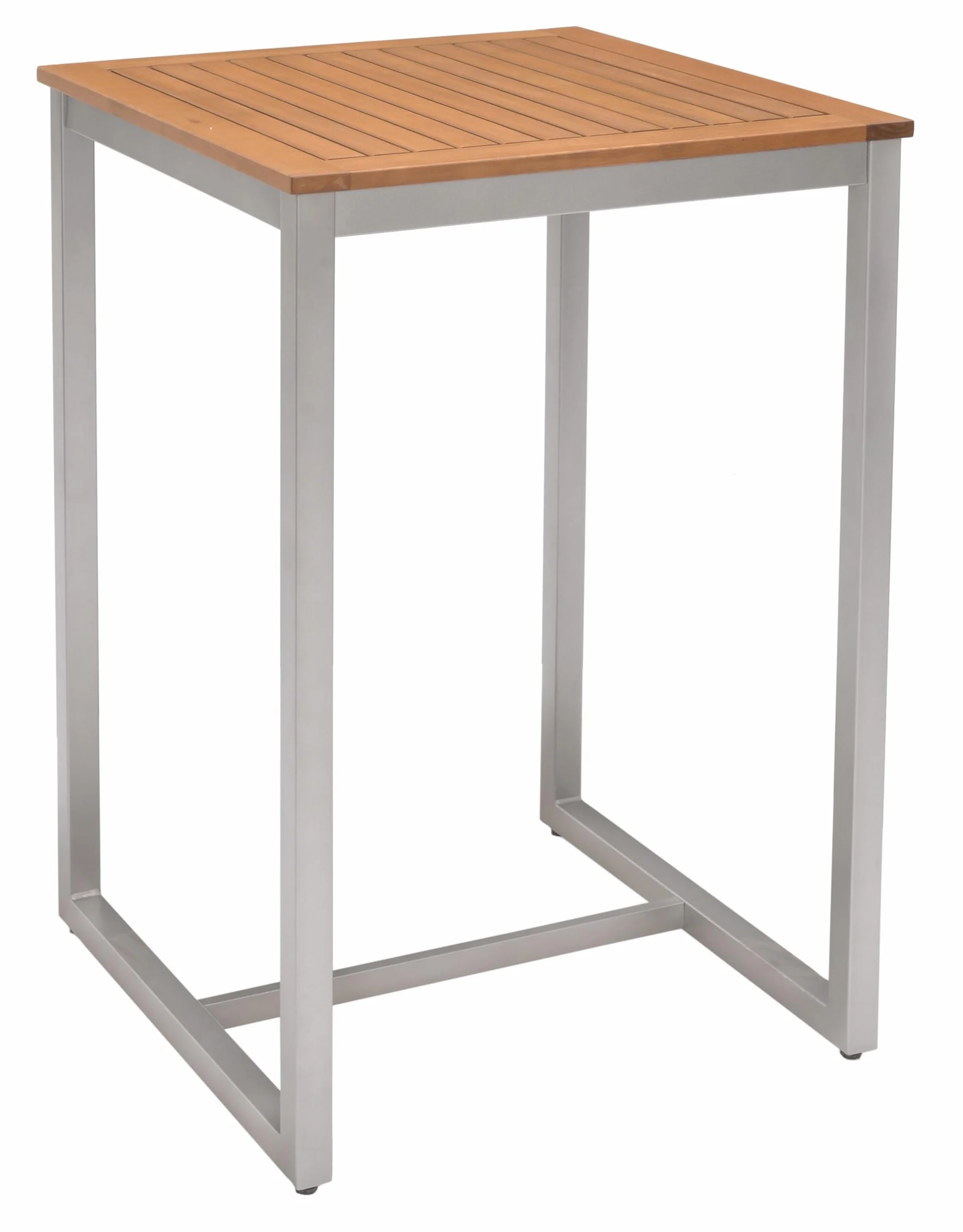METRO Professional Tavolo alto da Bar Lynx, Alluminio/Eucalipto, 70 x 70 cm, con Anello Antifurto, per 2 Persone, Tavolo da esterno, Quadrato, Marrone/Grigio