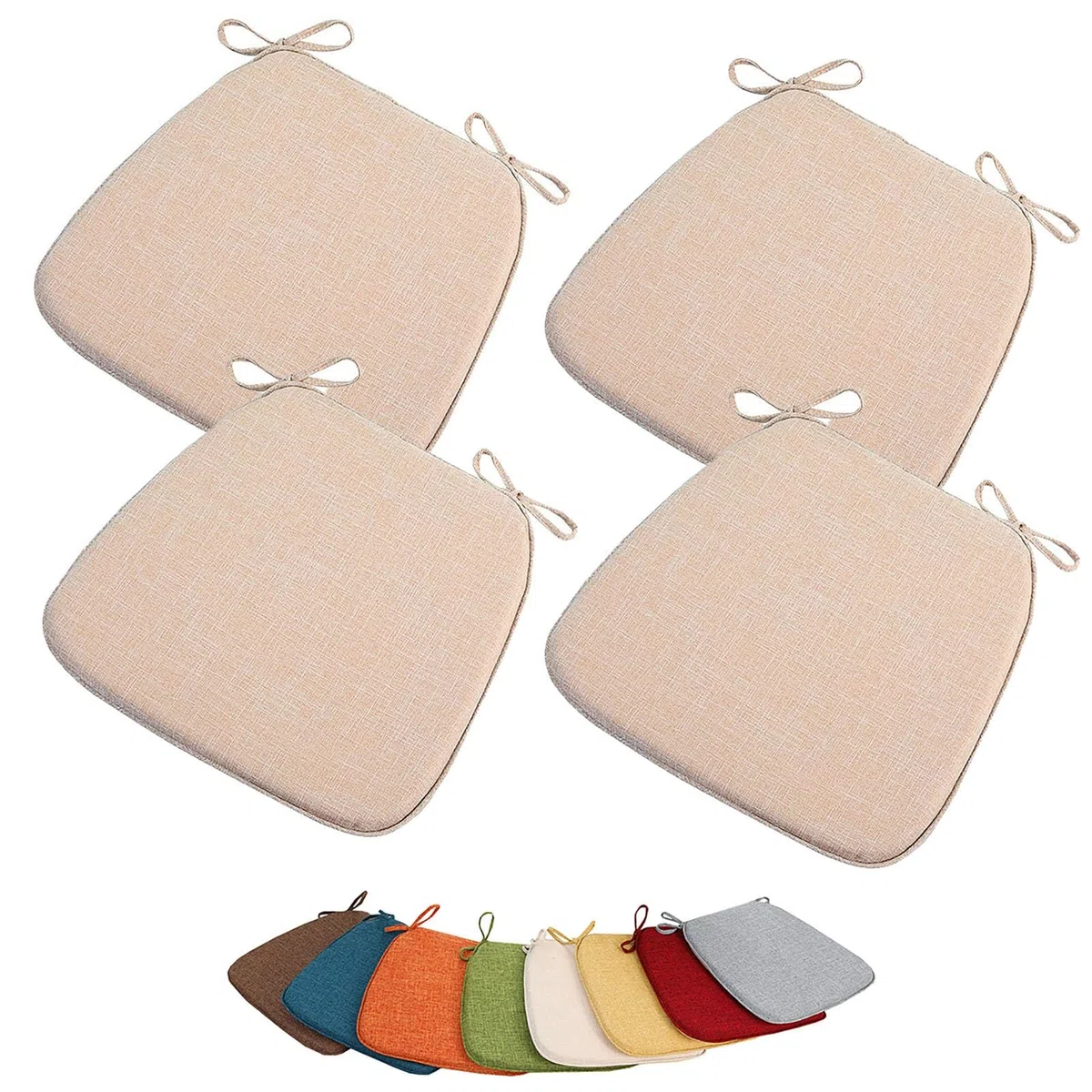 Cuscini per Sedie da Pranzo 45x42cm 40x38cm 38x35cm Schiuma Alta Densità per Esterno Interno Patio Ufficio 4 Pezzi