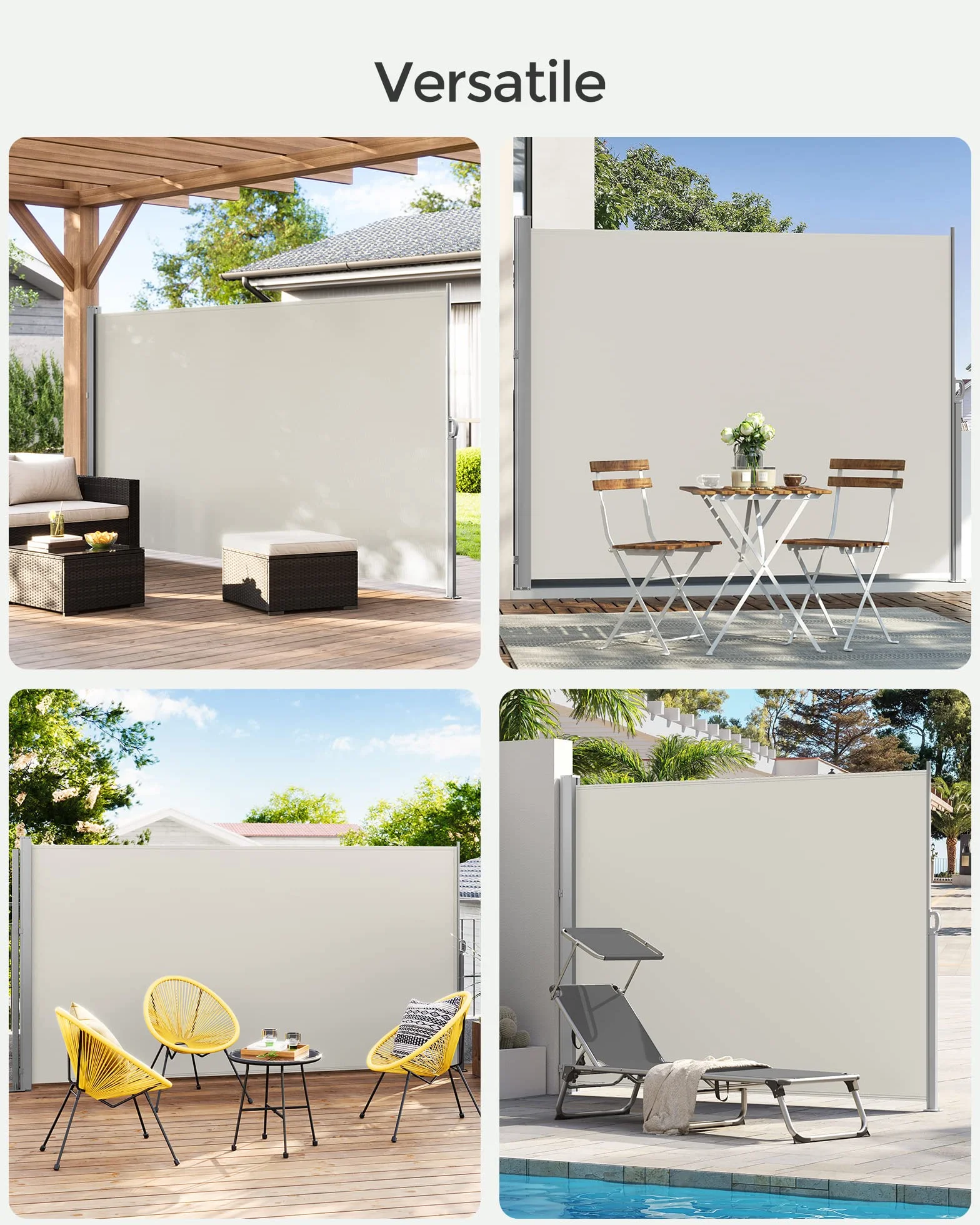 SONGMICS Paravento da Esterno 200 x 300 cm Antiruggine Estensibile Beige