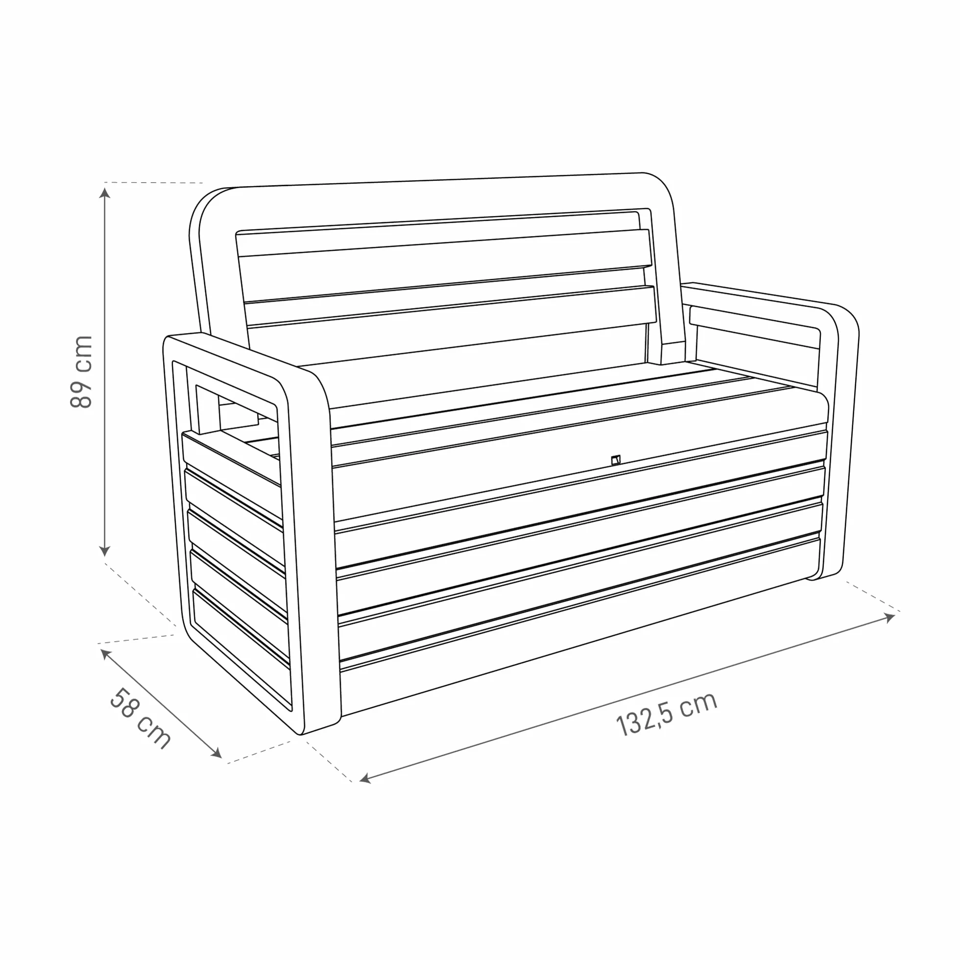 Toomax Foreverspring Cassapanca da 270 litri con seduta per 2 persone 132.5x58x89h cm panca da giardino effetto legno antracite plastica resistente ai raggi UV
