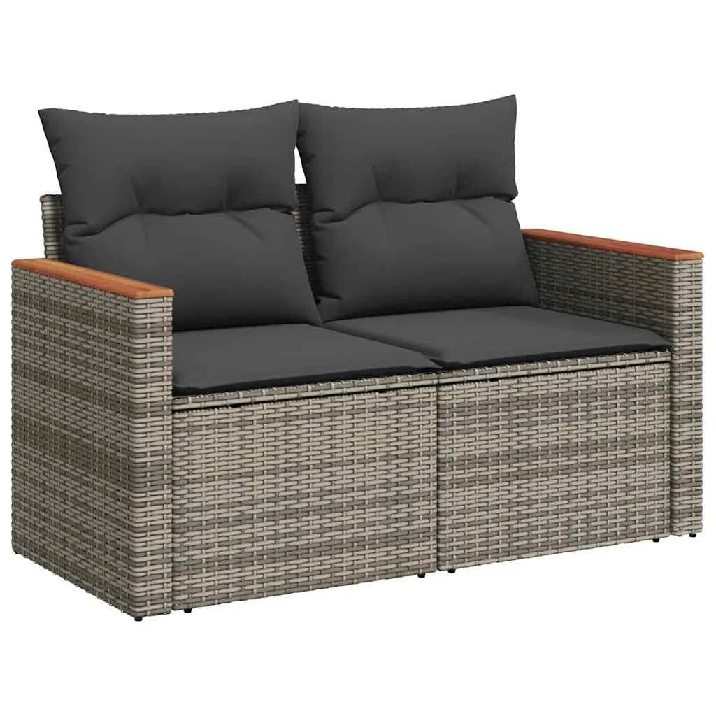 vidaXL Divano da Giardino con Cuscini 2 Posti Grigio in Polyrattan