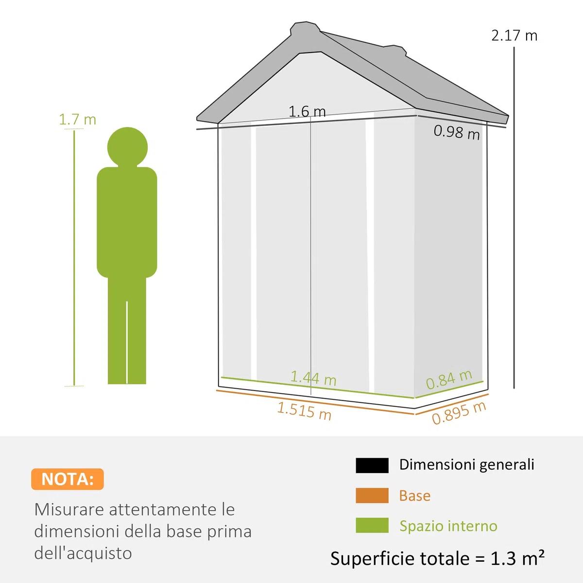 Outsunny Casetta da Giardino 1.3m² in Plastica con Pavimento, Telaio Metallo, Capanno da Giardino Porta Attrezzi con Prese d'Aria, 2 Finestre, Doppia Porta Bloccabile, Tetto Inclinato, Grigio