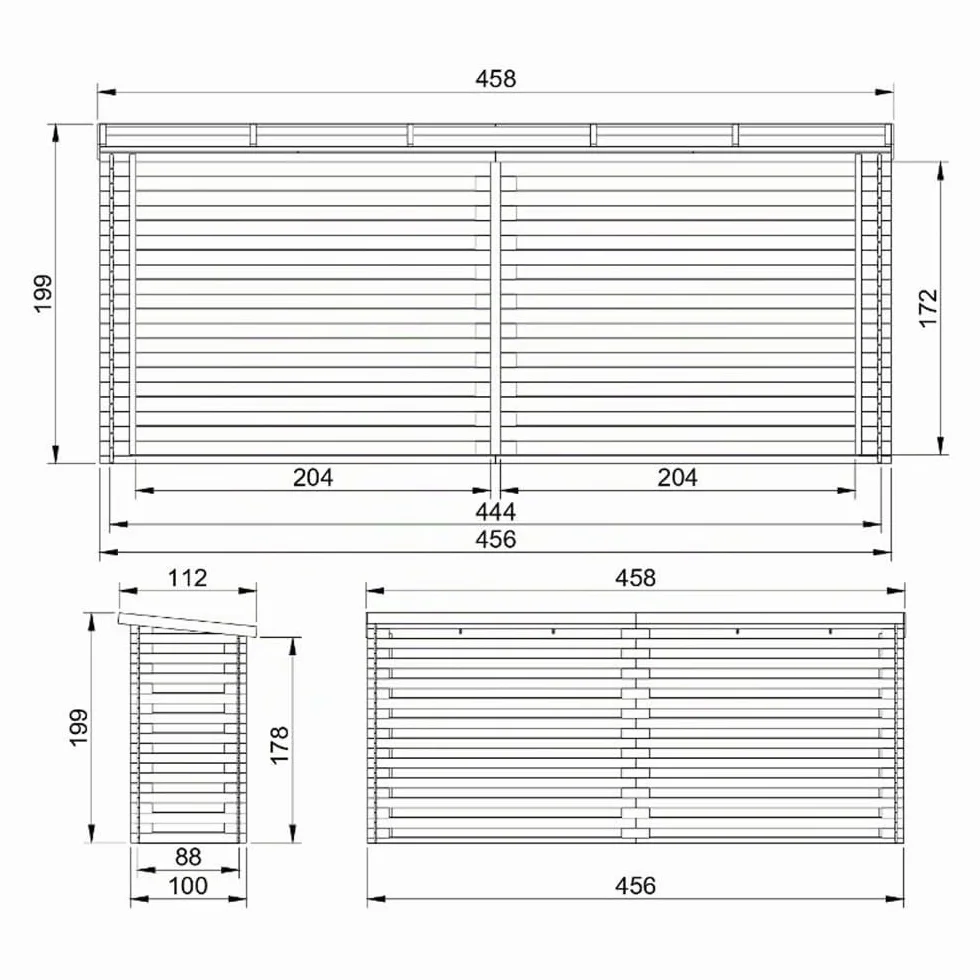 TIMBELA Legnaia da Esterno in Legno - Portalegna da Esterno - Casetta da Giardino in Legno - Porta Legna per Esterno 112x450xA199 cm/10 m3 M203