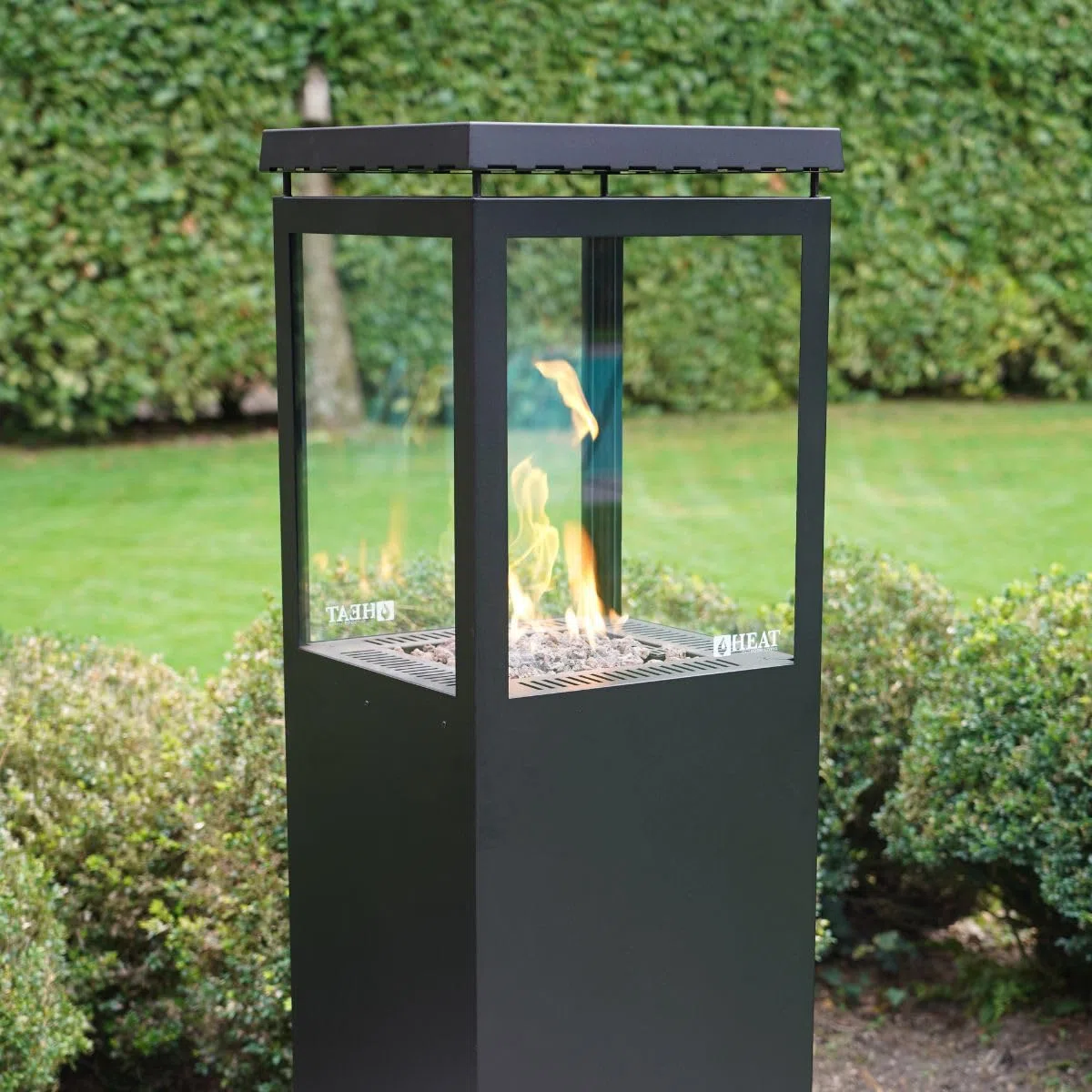Utevarme Camino a gas per terrazza 6,5 kW 40 x 28 x 132 cm Acciaio stufa a gas nero