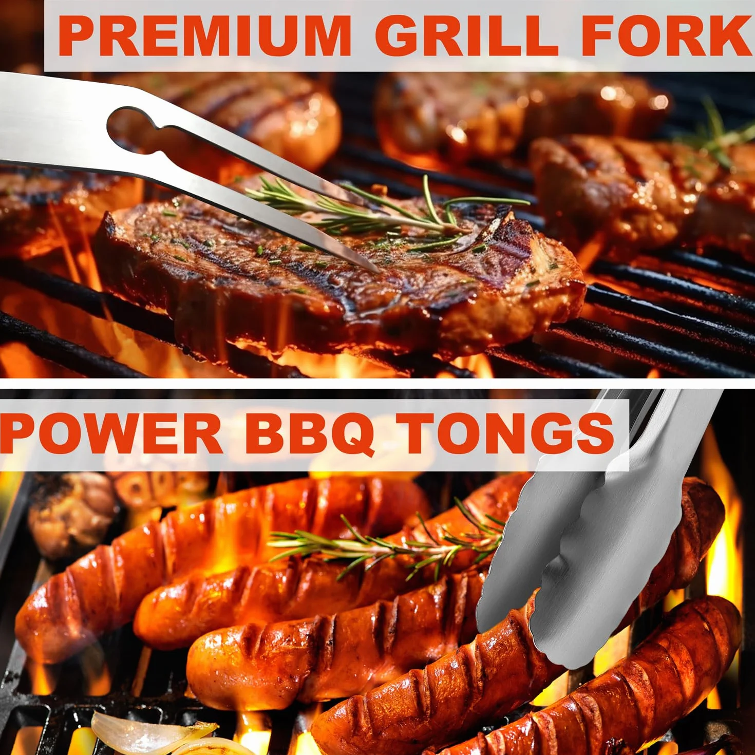 N NOBLE FAMILY 30Pcs Set Accessori Barbecue in Acciaio Inox di Alta Qualità - Attrezzi Barbecue Professionali - Set Barbecue Vari e Completi - Kit Barbecue All'Aperto per Uomini Donne
