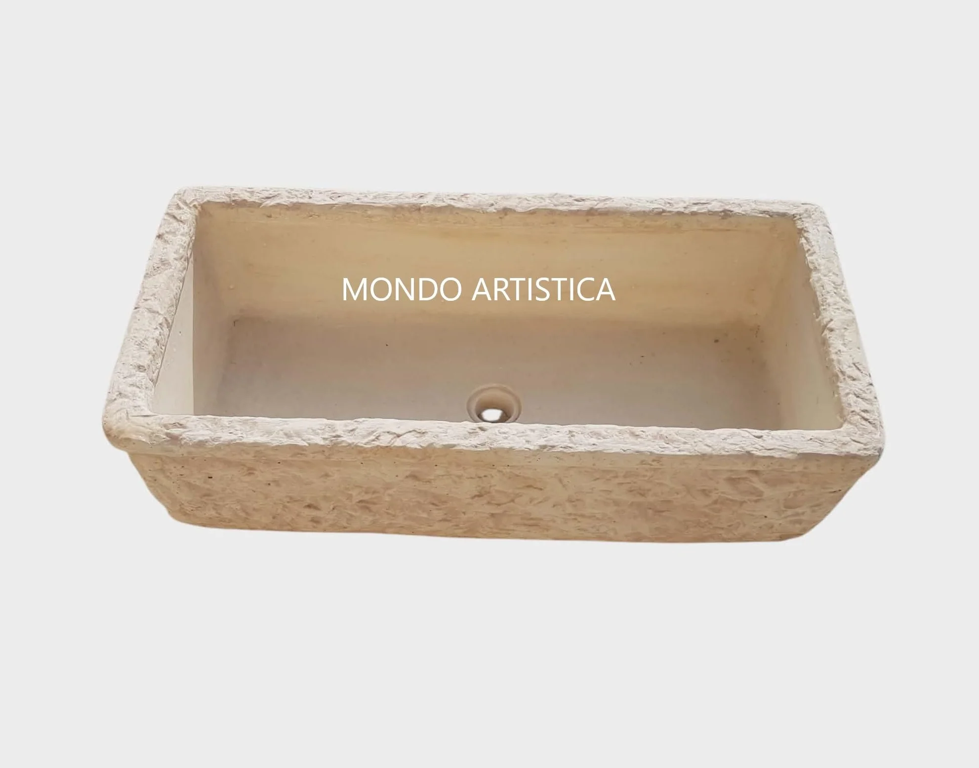 Lavello Lavandino In Cemento, Lavabo Da Esterno Antigelo, Fontana, Vasca Unica L 80X40 H 22 Cm Sfumato Rosa Antico