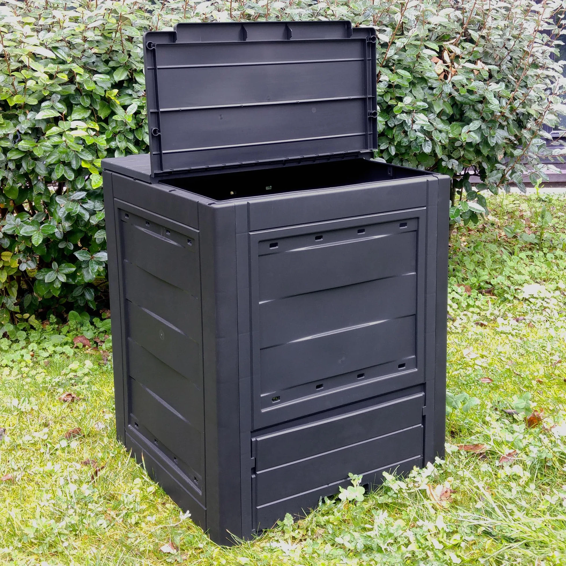 TOOMAX Composter da giardino Ambition antracite 260L 60x60x73h cm contenitore compostaggio plastica riciclata resistente UV coperchio sportello aerazione