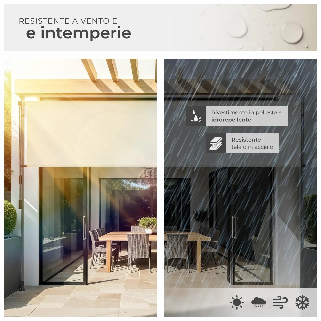 tectake Tenda da Sole per Esterno Verticale 200x310 cm Poliestere Opaco Protezione UV