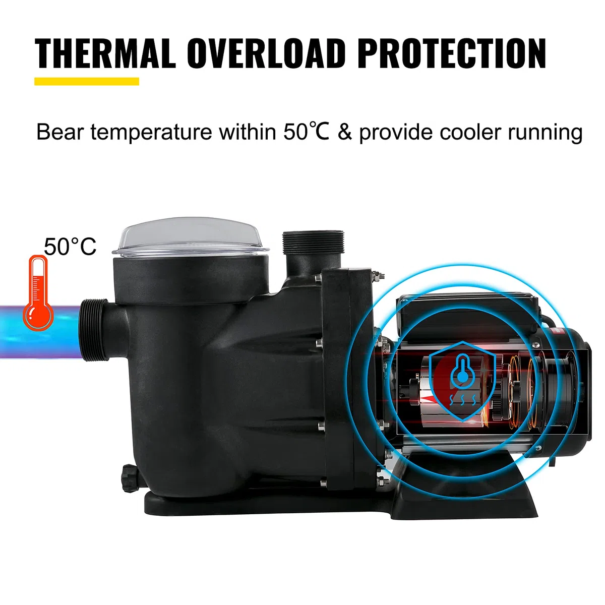 VEVOR Pompa Acqua 1 HP 750 W 19200 L/h 3450 RPM Piscina Elettropompa Filtro