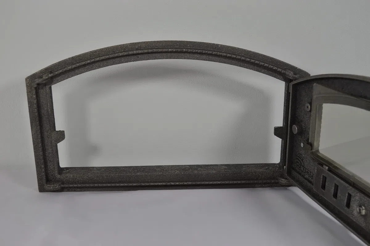 SEZAM Porta del Forno in Ghisa con Vetro Resistente al Calore 48,5 x 6,5 x 27,5 cm Apertura a Destra