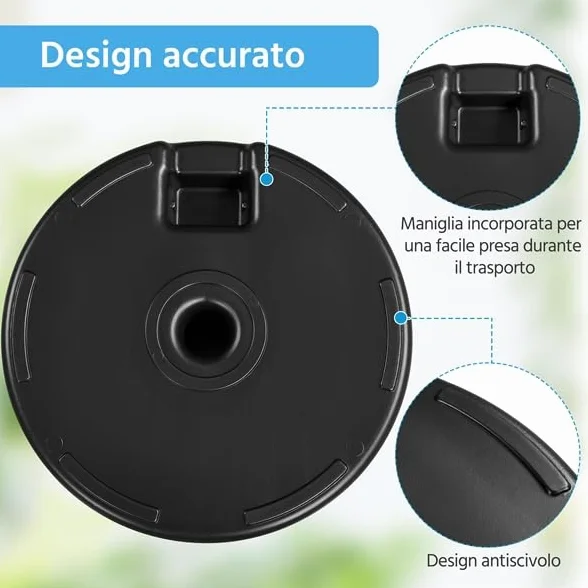 Yaheetech Base per Ombrellone da Giardino Riempibile 22L Ø38mm Ø48mm Nero