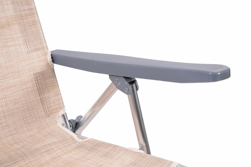 XONE Sedie Sdraio Ribaltabili Pieghevoli Alluminio Textilene Beige Melange 48,5x60x80 cm 2 pz