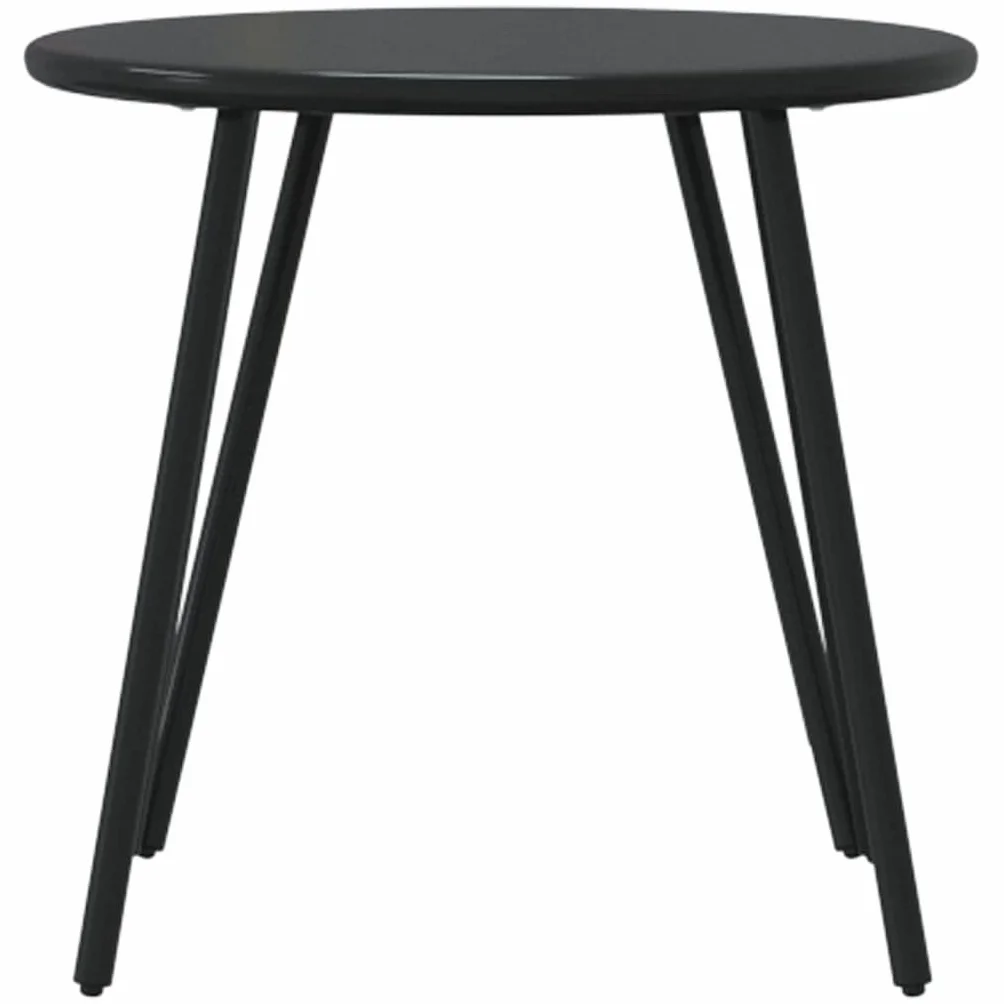 Tavolino Giardino Rotondo Nero Acciaio Verniciato a Polvere 2pz
