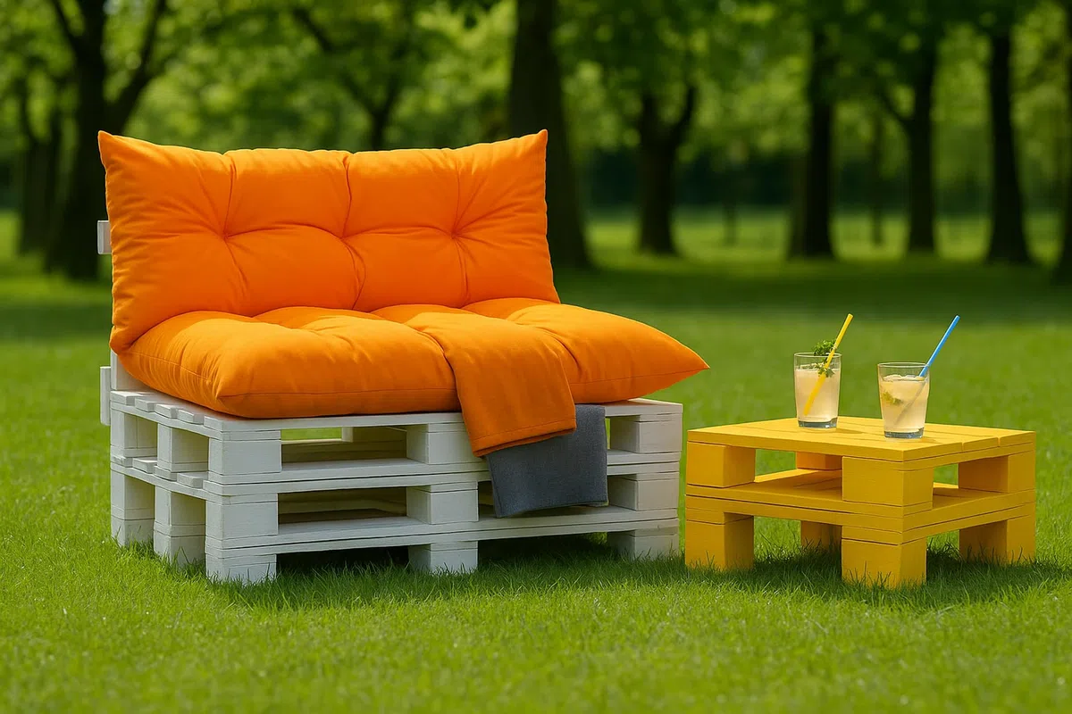 Set di cuscini per pallet, cuscini per mobili da giardino in pallet, schienale e cuscino da giardino, diversi colori e dimensioni (arancione, set da 120 x 60 cm + 120 x 40 cuscini per