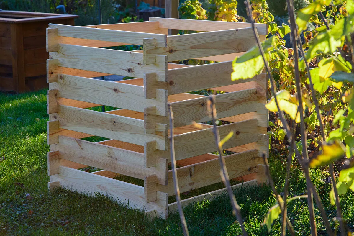 dobar® Green Label 58600FSCe Compostiera Stecki | Contenitore quadrato in legno massello | Compostiera da giardino 320 l | Kit | 78 x 78 x 78 cm |