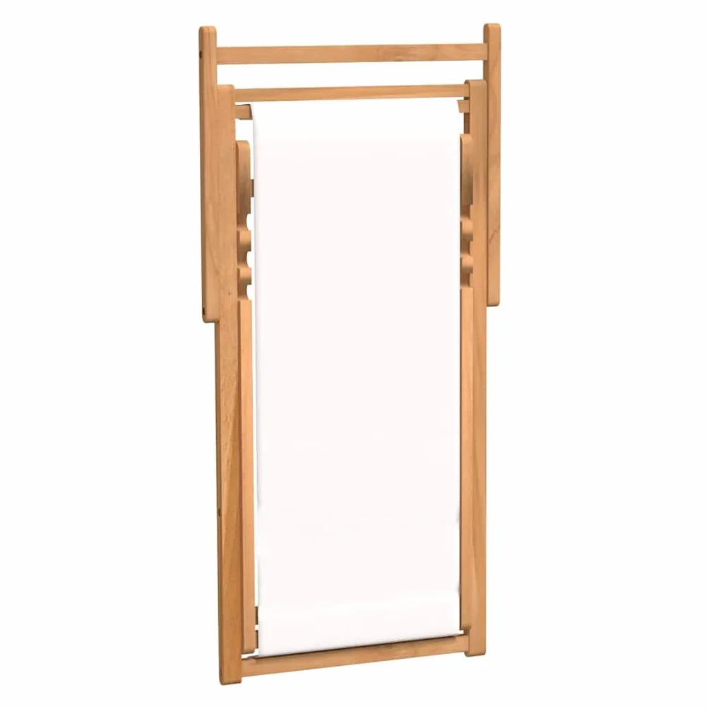vidaXL Sedia Sdraio Giardino Pieghevole Crema Lettino Prendisole Arredi da Esterni Robusto Sedie da Pranzo Patio Terrazzo Arredamento Legno di Teak