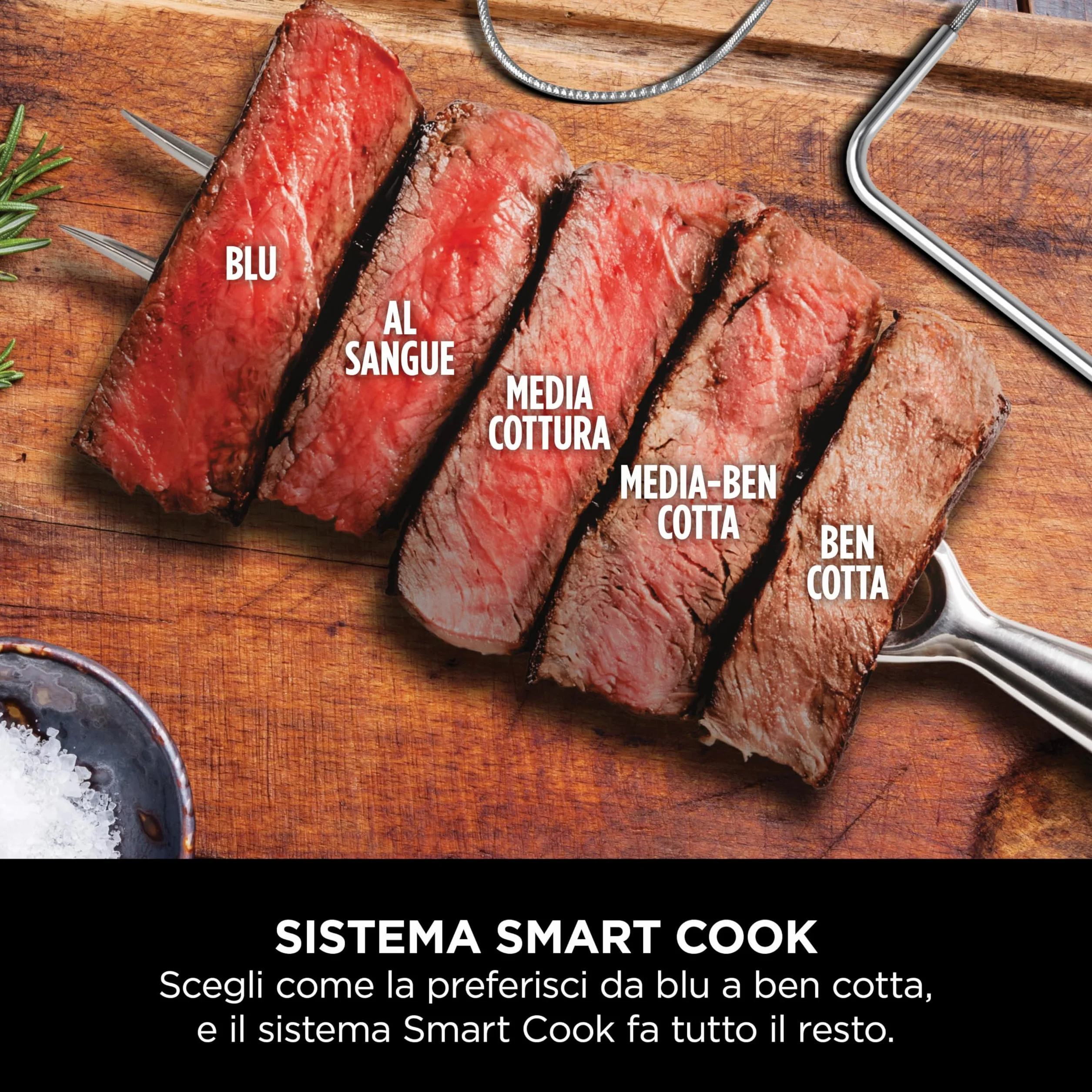 Ninja Woodfire Pro Connect XL Barbecue Elettrico 7 in 1 Griglia Affumicatore Friggitrice ad Aria Controllo App Blu/Nero