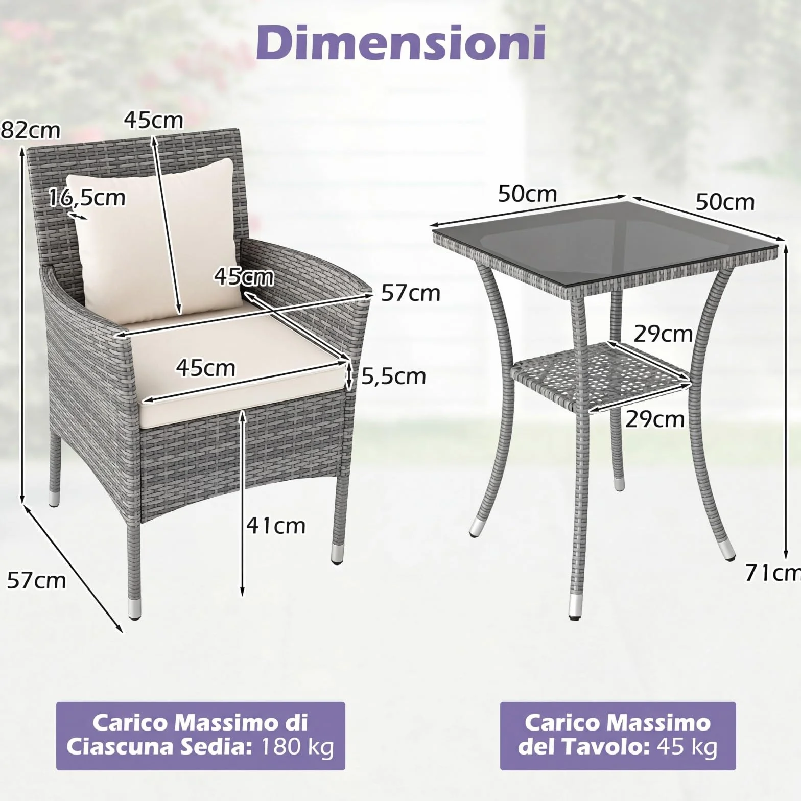 LIFEZEAL Salotto da Giardino in Rattan PE, Set 2 Divanetti con Cuscini Rimovibili e Tavolino in Vetro Temprato