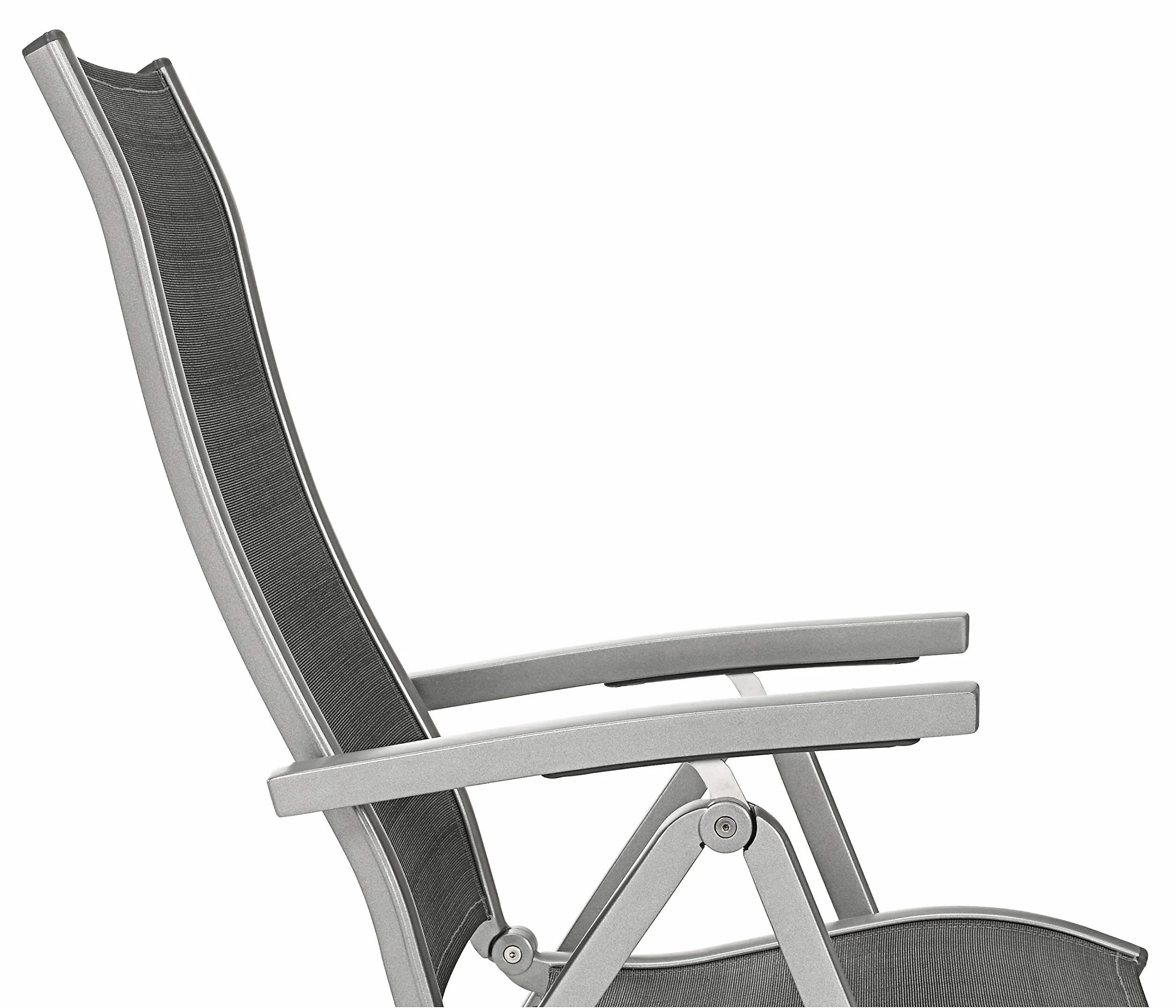 Dehner Sedia Pieghevole Chicago ca. 110 x 63,5 x 67,5 cm, textilene/Alluminio, Grigio