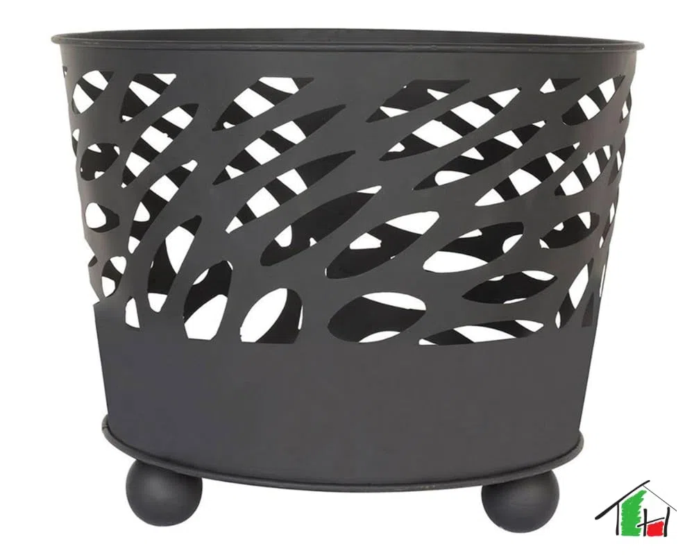 Braciere da Esterno Giardino Terrazzo Cestino in Ferro per Legna Ciotola per Fuoco Braciere Rotondo Diametro 39 cm Altezza 31,5 cm Mod. Canberra