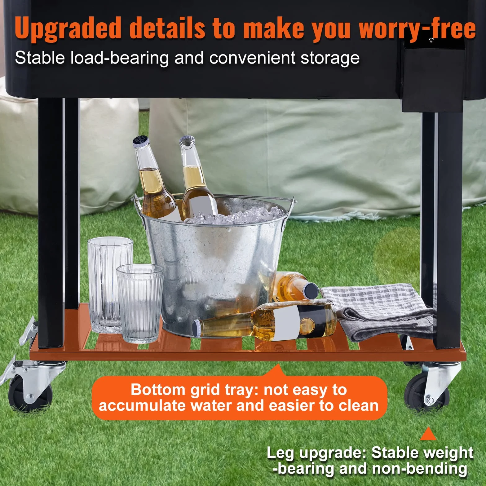 VEVOR Carrello Mobile Bar Mini Frigo Isotermico 80QT per Bevande con Apribottiglie per Feste Esterno