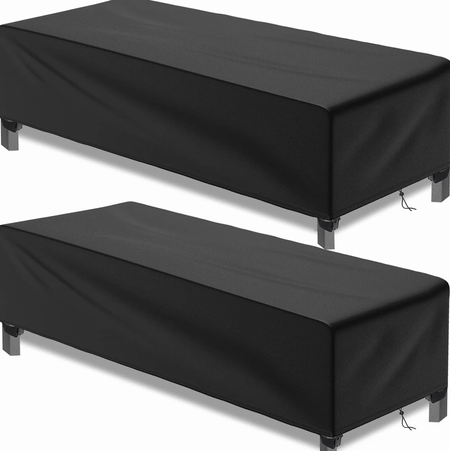 Bonna 2 copertura per lettino da giardino con coulisse regolabile, impermeabile, resistente ai raggi UV, antistrappo, pesante 500D Oxford, copertura per lettino da giardino, 200 x 68 x 30 cm (2)