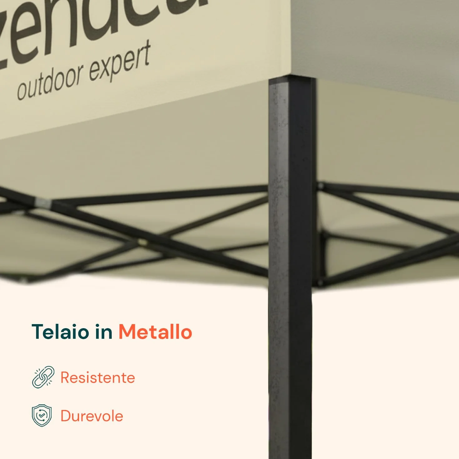 Gazebo Pieghevole Impermeabile 3x3 Beige Oxford 600D PVC Struttura Rinforzata per Giardino
