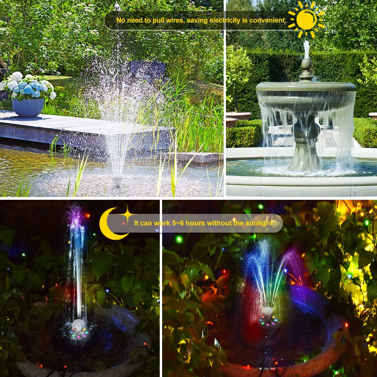 Pompa Solare per Laghetto 7 W, Fontana a LED per Giardino, Piscina, Decorazione dell'Acqua - Altezza 85 cm