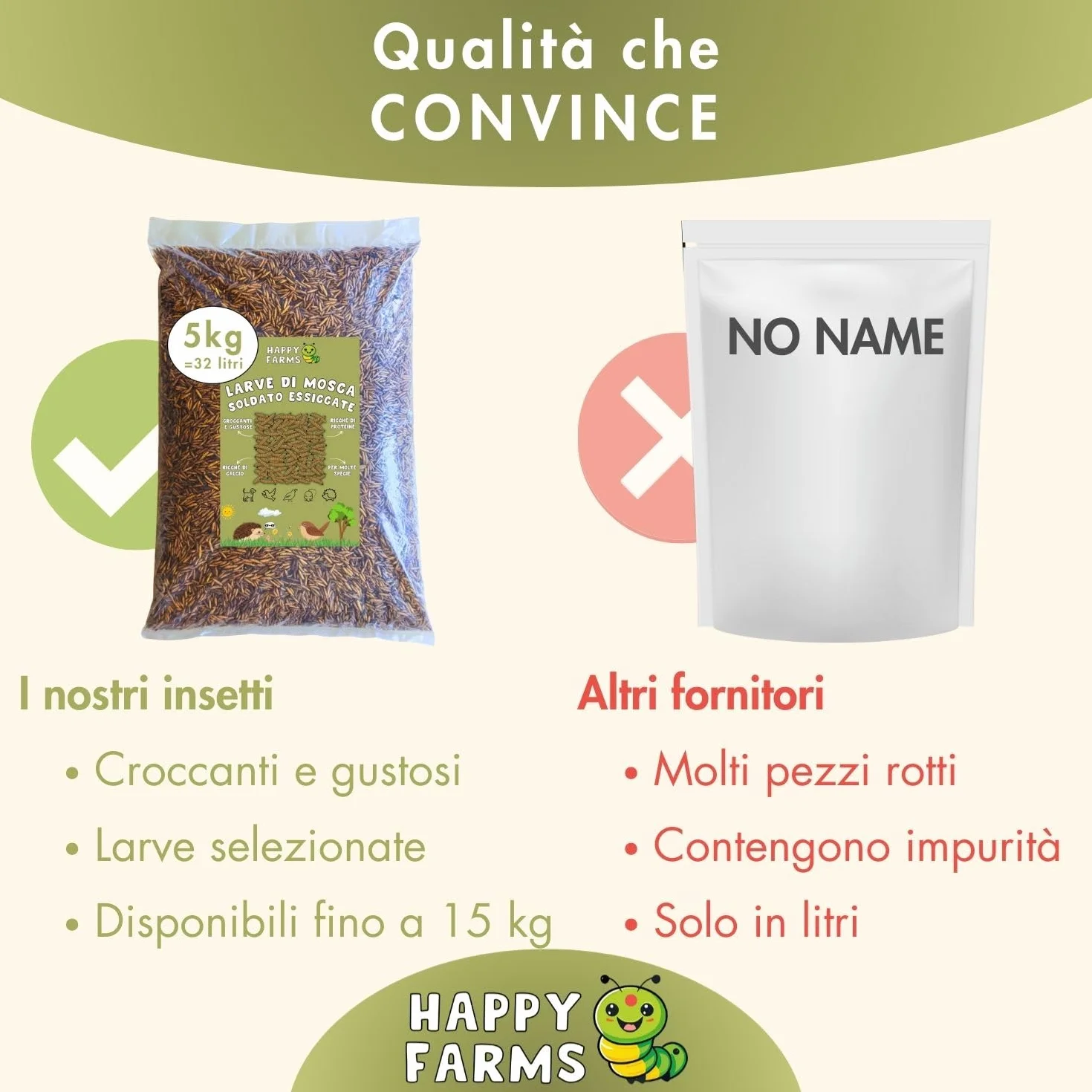 Larve di mosca soldati secchi 10 kg mangime ricco di proteine per uccelli, ricci e pesci