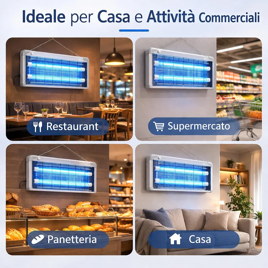 Lampada Antizanzare Elettrica 30W LED UV – Ammazza Zanzare e Antimosche con Griglia Elettrica e Vassoio Estraibile, Struttura in Alluminio con Catena per Soffitto, per Casa, Terrazza e Giardino