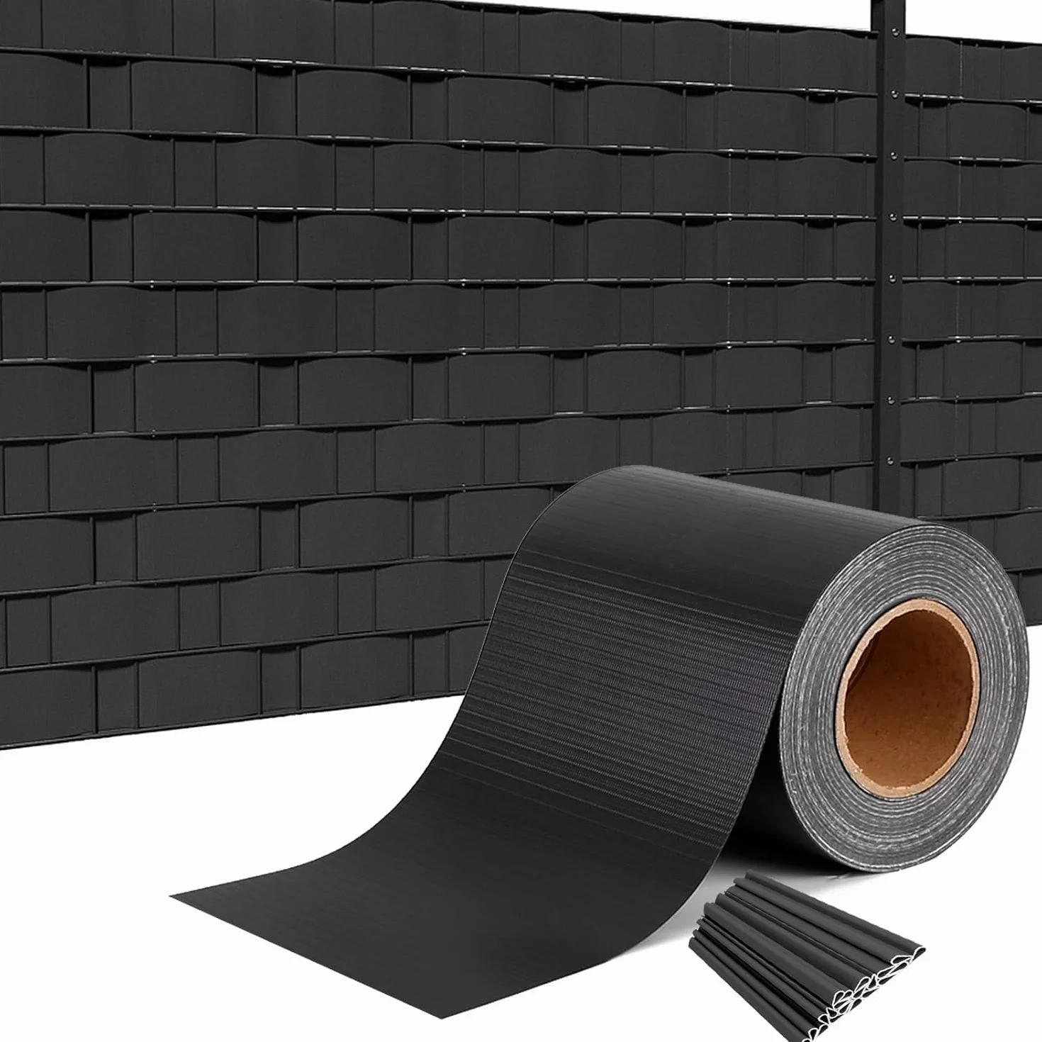 Striscia Fascia Frangivista in PVC 19cm X 35mt 450 g/m² con 25 Clip di Fissaggio Rotolo Frangivista Protezione della Privacy Recinzione Balconi Ringhiere Cancello Resistente ai Raggi UV (Antracite)