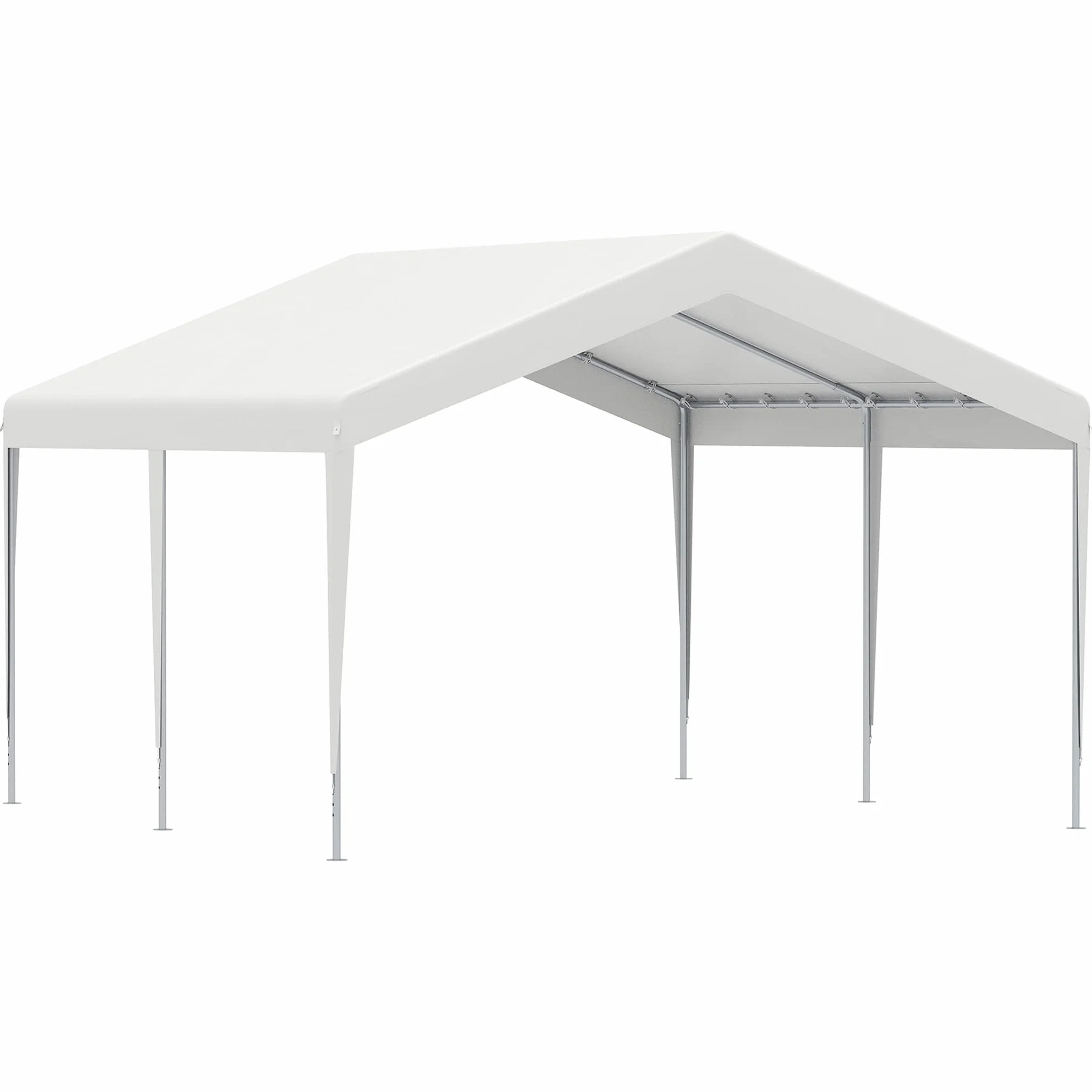 Outsunny Garage Portatile 4x4m in Acciaio Zincato Bianco per Auto e Barche