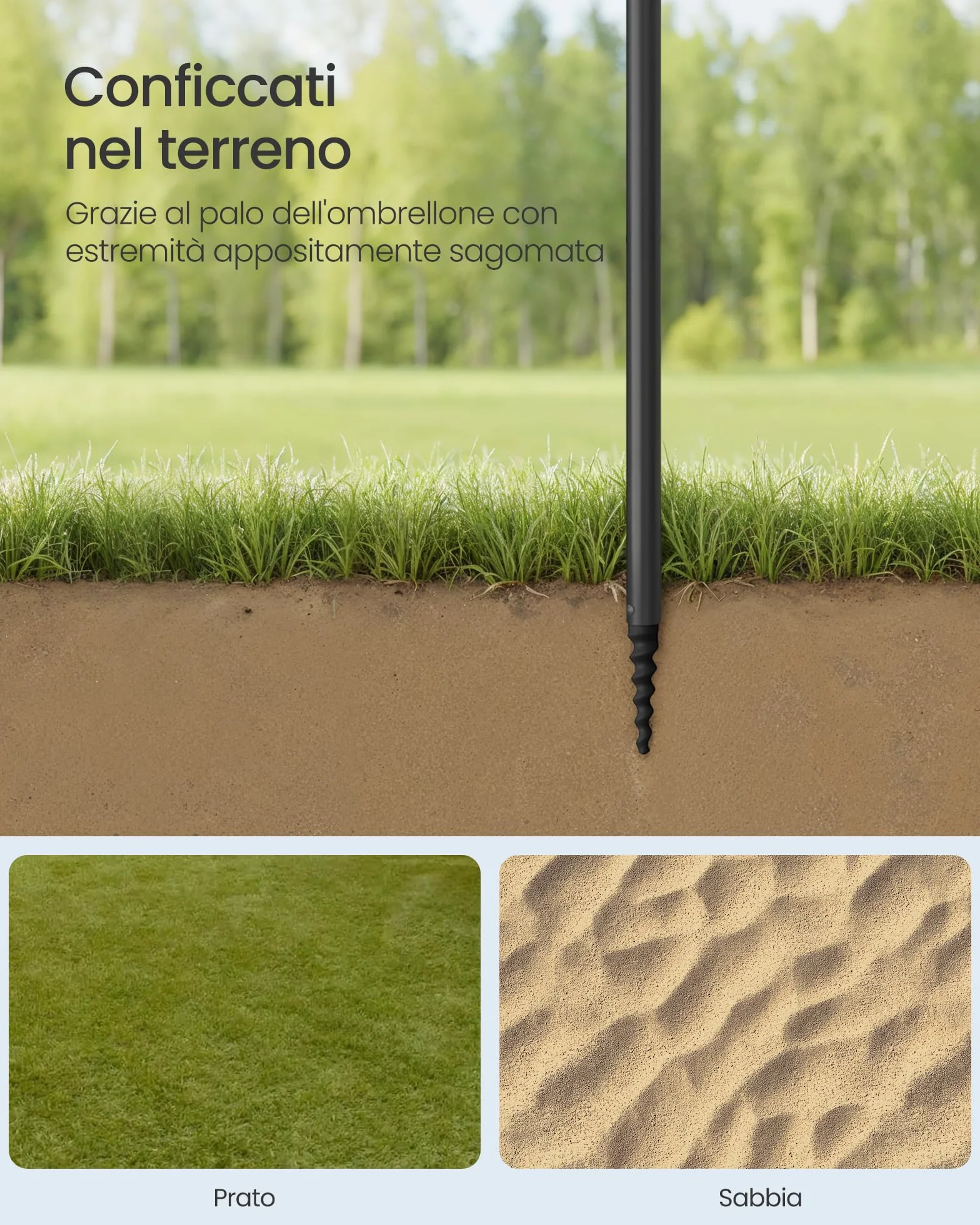 SONGMICS Ombrellone 160 cm UPF 50+ Inclinabile Regolabile Blu