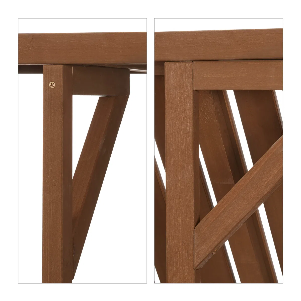 Relaxdays Tavolino Pieghevole da Balcone Regolabile in Altezza HxL 60x45 cm Marrone Scuro