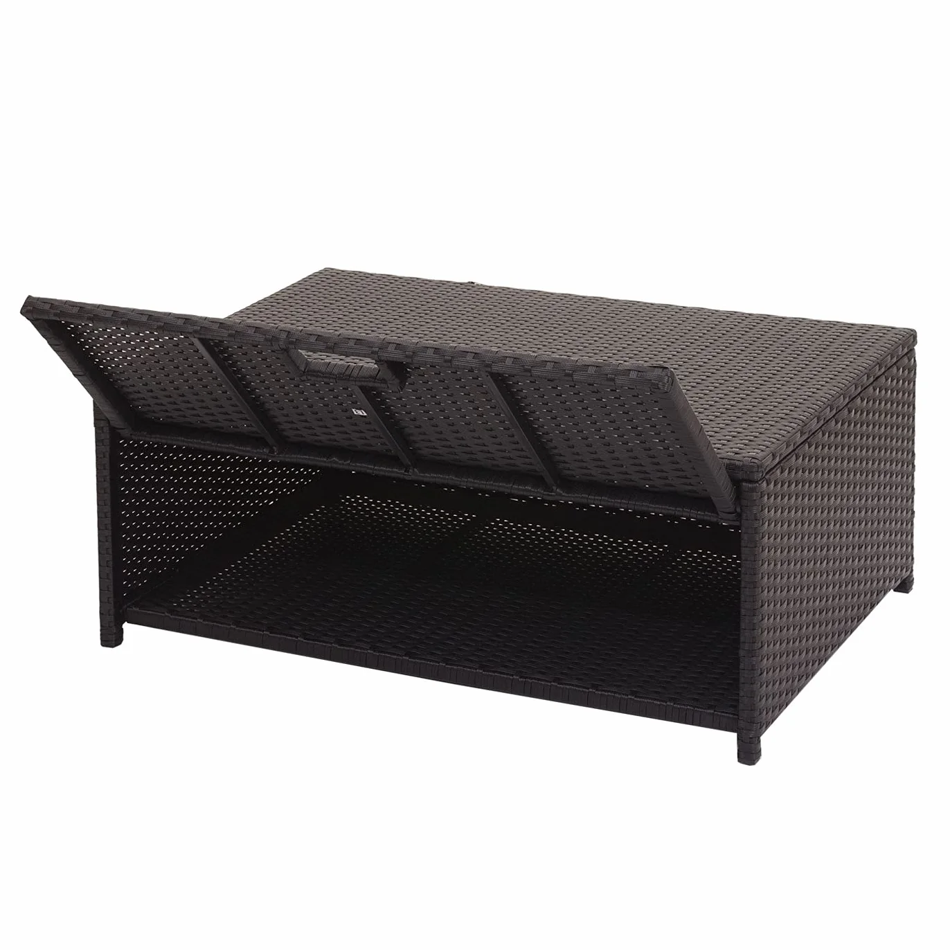 Mendler Set salotto giardino esterno salottino HWC-J34 polyrattan nero con cuscini avorio beige