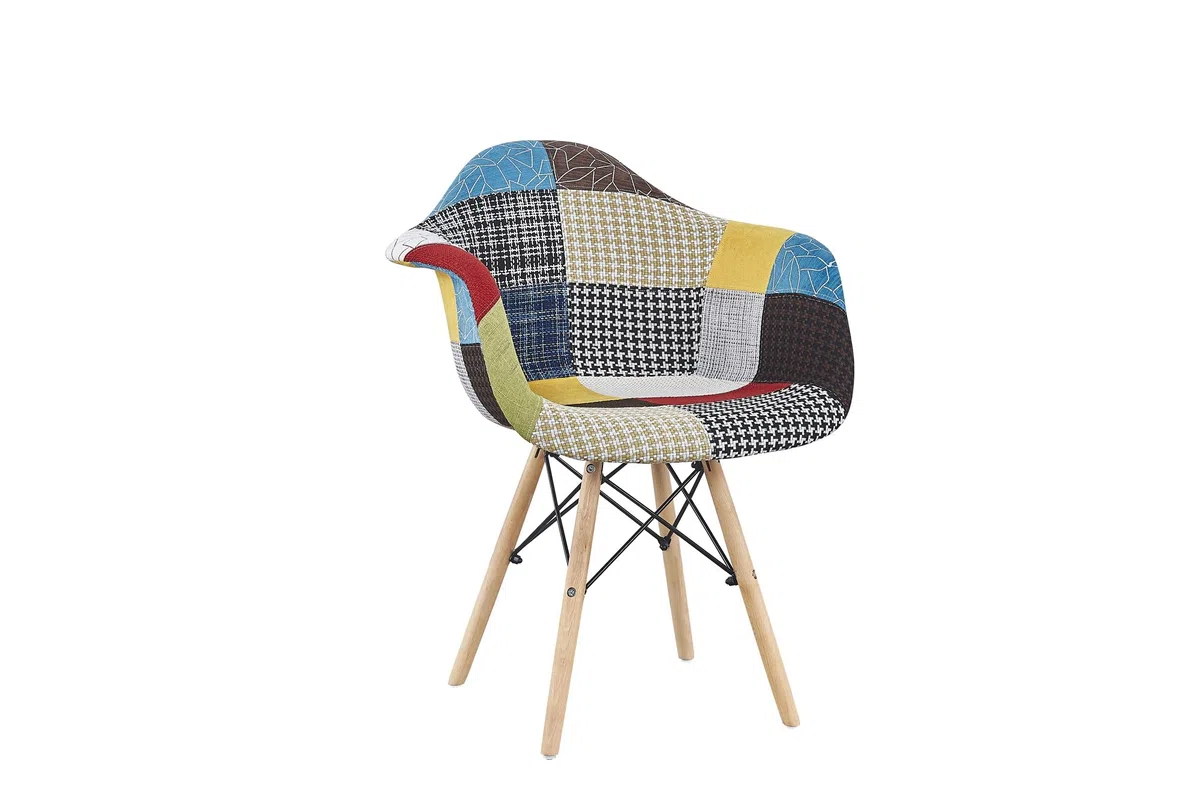 Poltroncine serie Picasso PP seduta spugna stoffa patchwork piedi faggio metallo