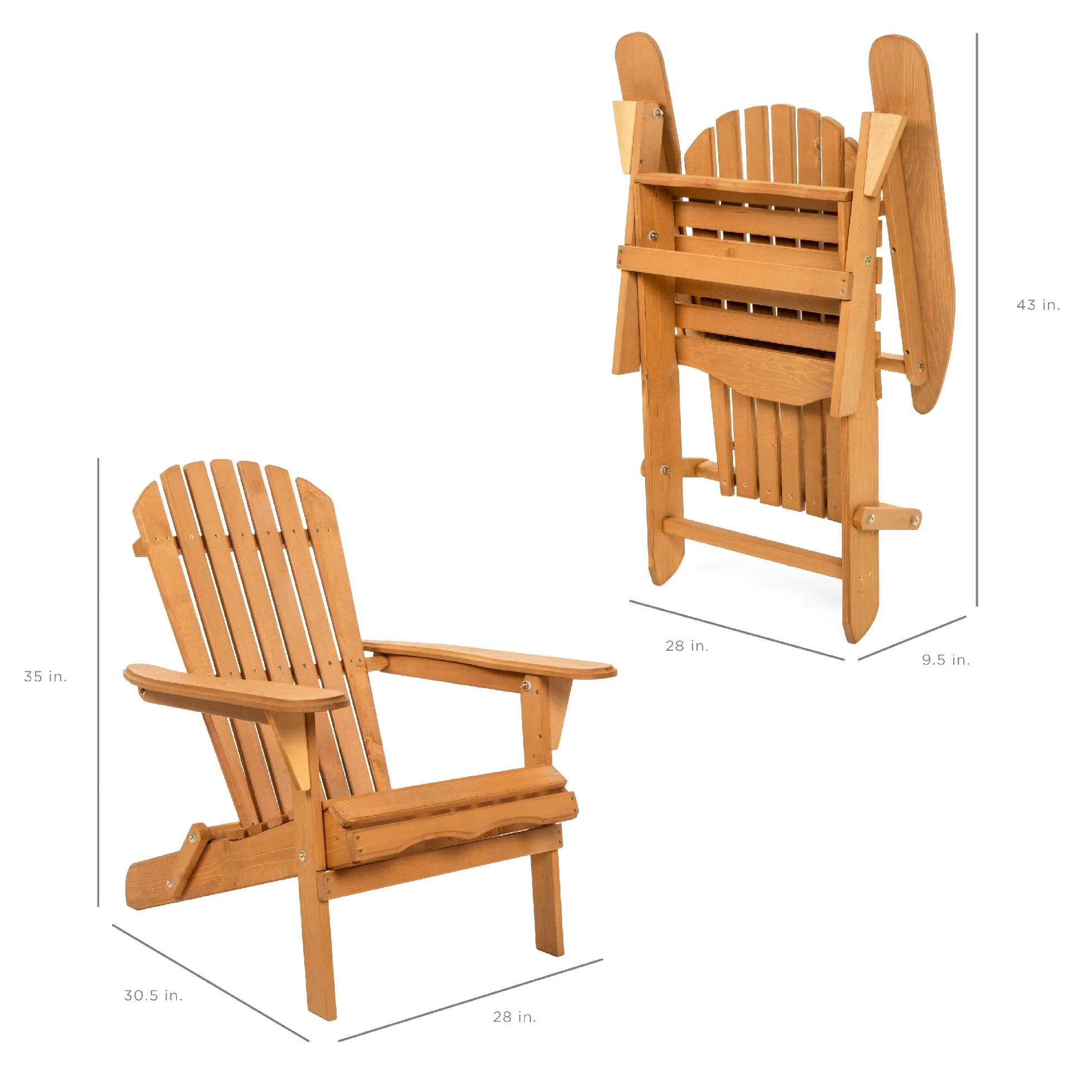 Best Choice Products SKY2253 Outdoor patio Lawn Deck pieghevole sedia in legno Adirondack