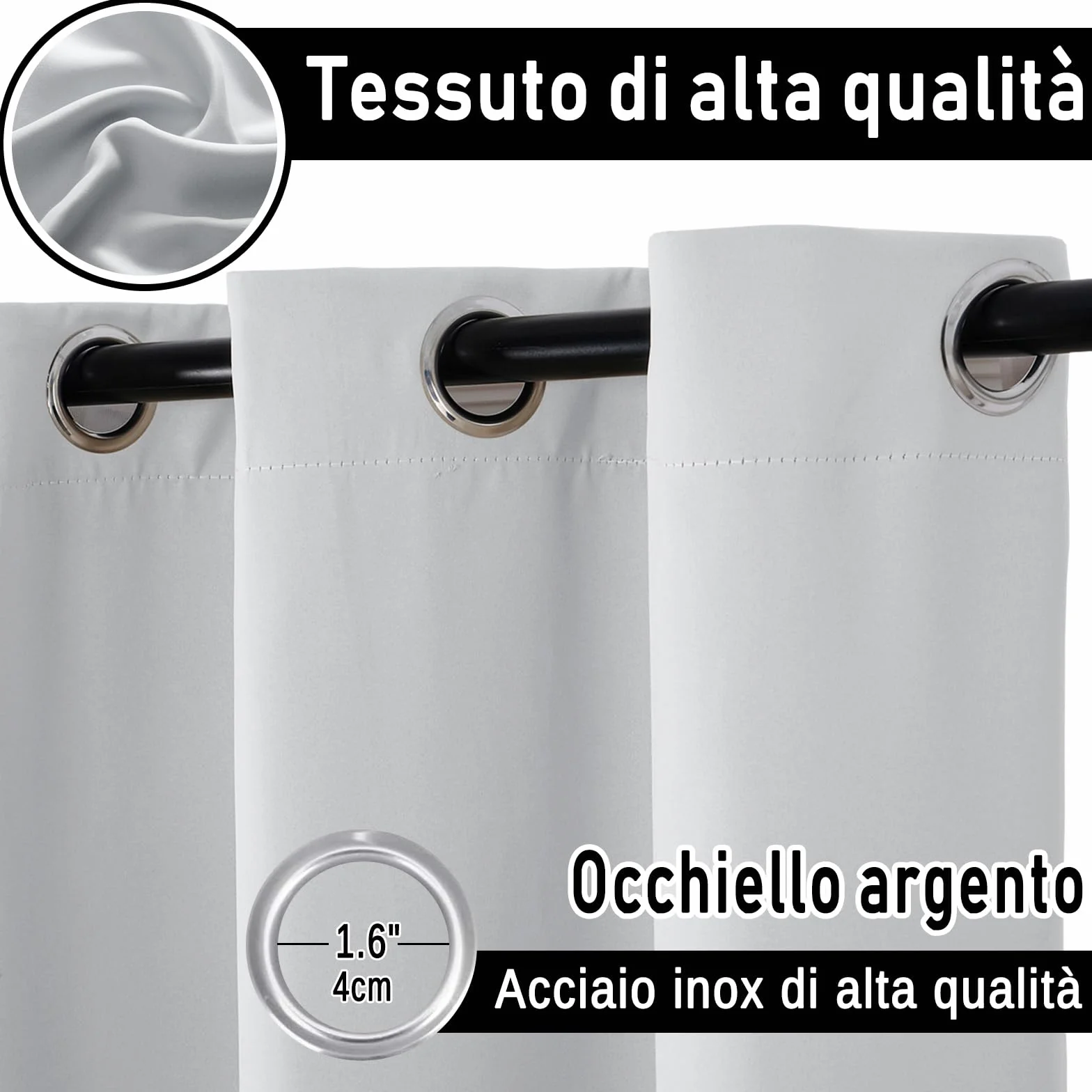 Tende da Sole per Esterno con Anelli - 1 Pezzo. Tessuto antivento, idrorepellente, 23 Colori, Protezione Solare Privacy per Balcone Gazebo Pergola Veranda - 254L x 241A cm