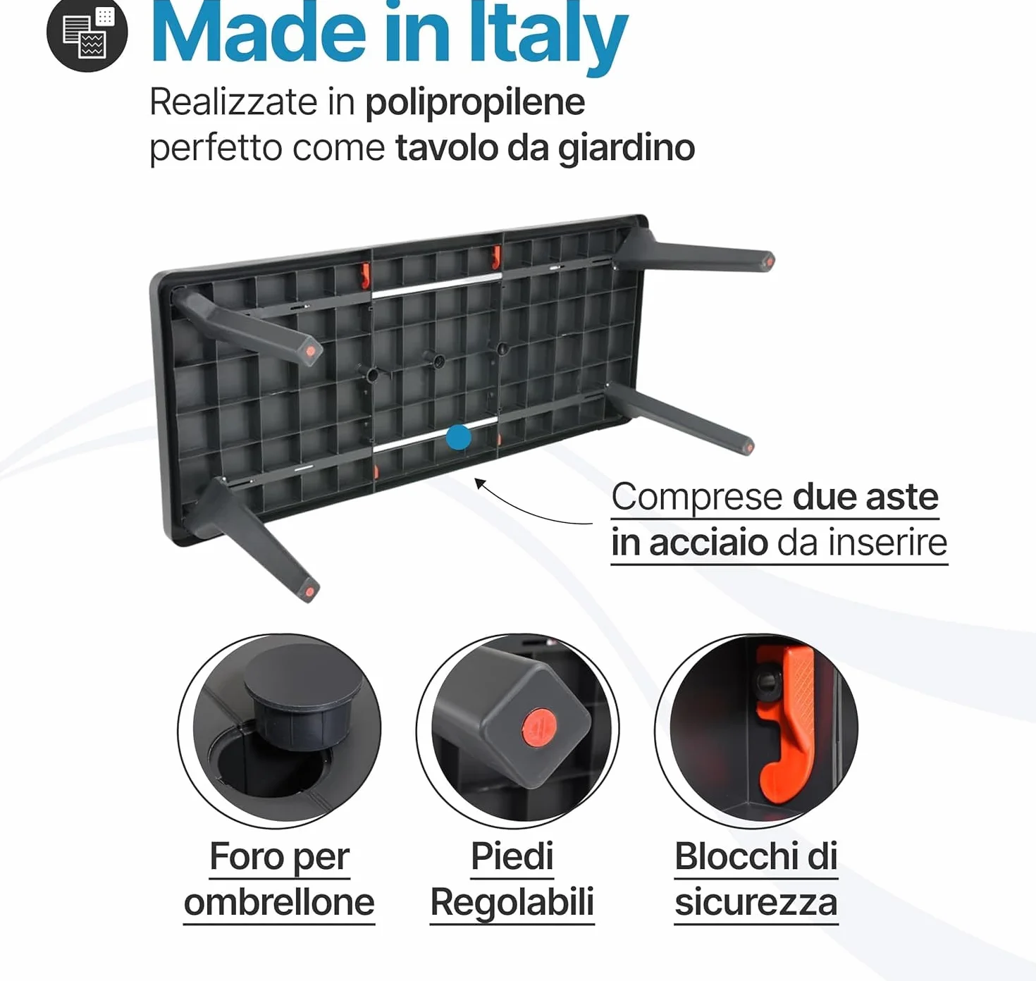 Tomaino Set Tavolo E 6 Sedie Da Giardino In Plastica Allungabile Impilabile Norden Nero