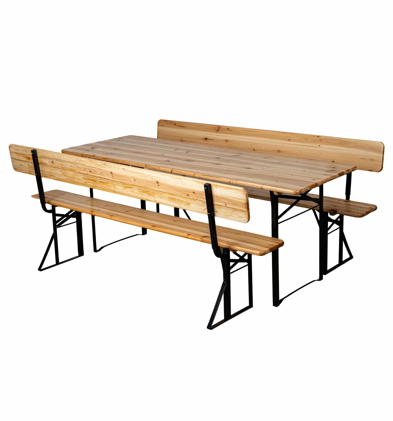 Arredo Stock Set birreria tavolo e 2 panche con schienale in legno