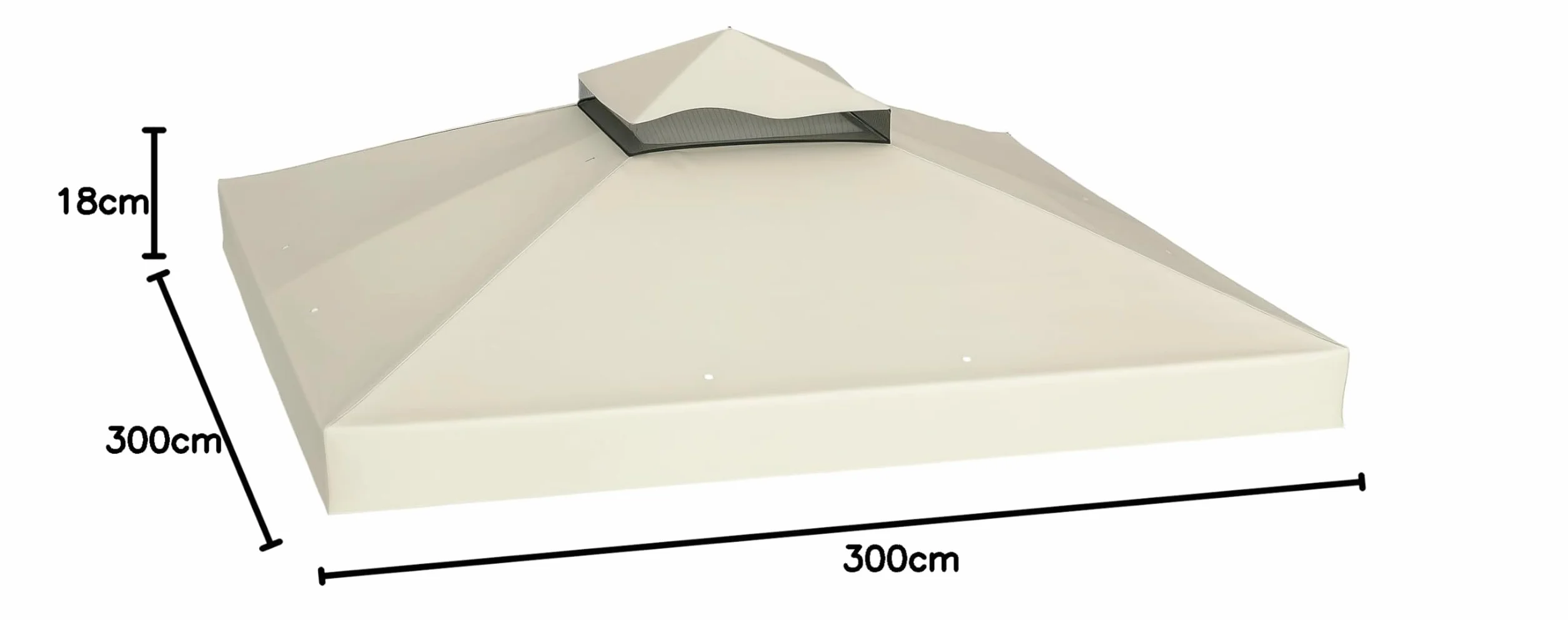 Outsunny Tetto di Ricambio per Gazebo 3x3 m 2 Livelli, Telo Copertura Resistente all'Acqua in Tessuto Oxford 370g/㎡ Anti-UV 30+ con Fori di Drenaggio, Crema