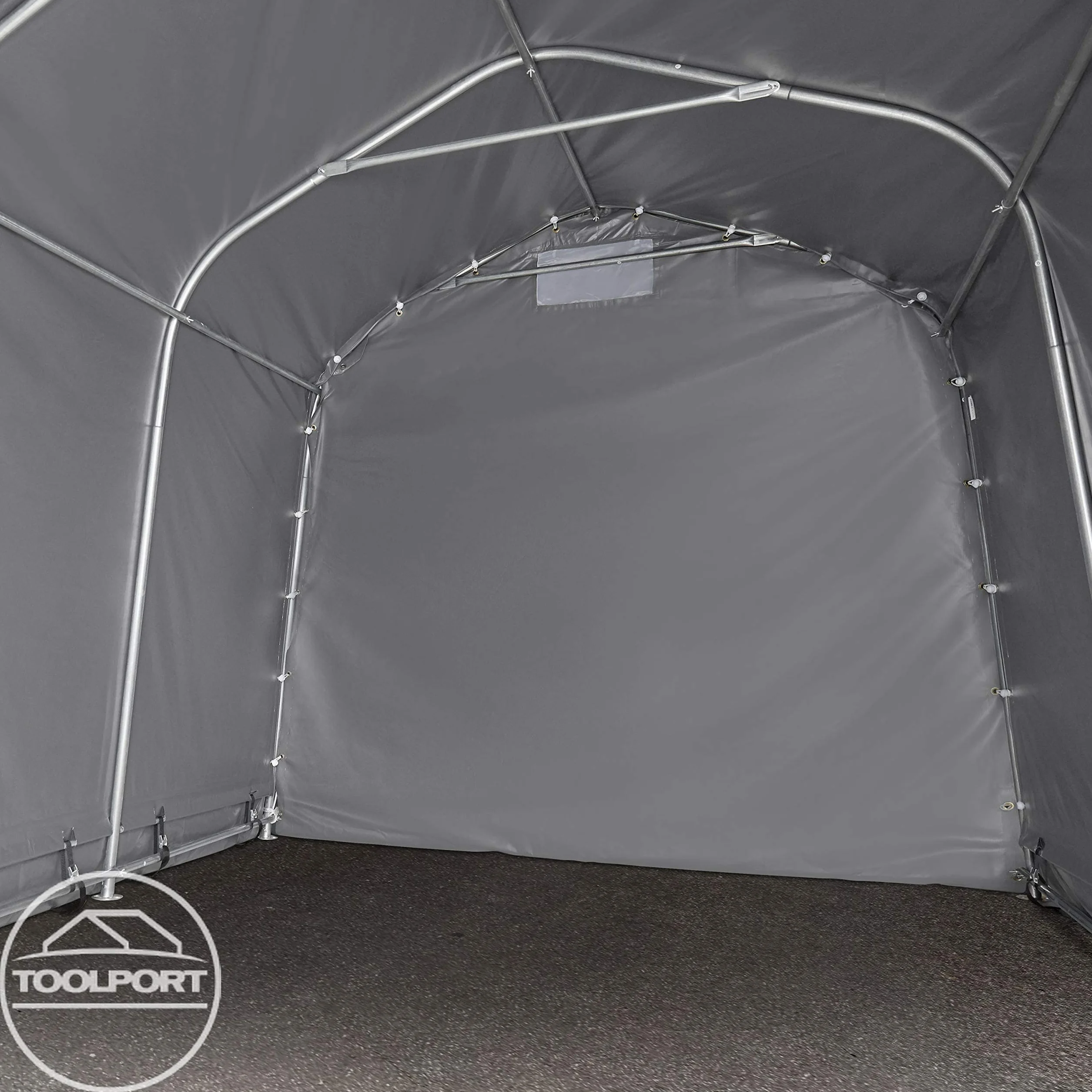 TOOLPORT Tenda Garage 2,4x3,6m PVC 550 g/m² Acciaio Grigio