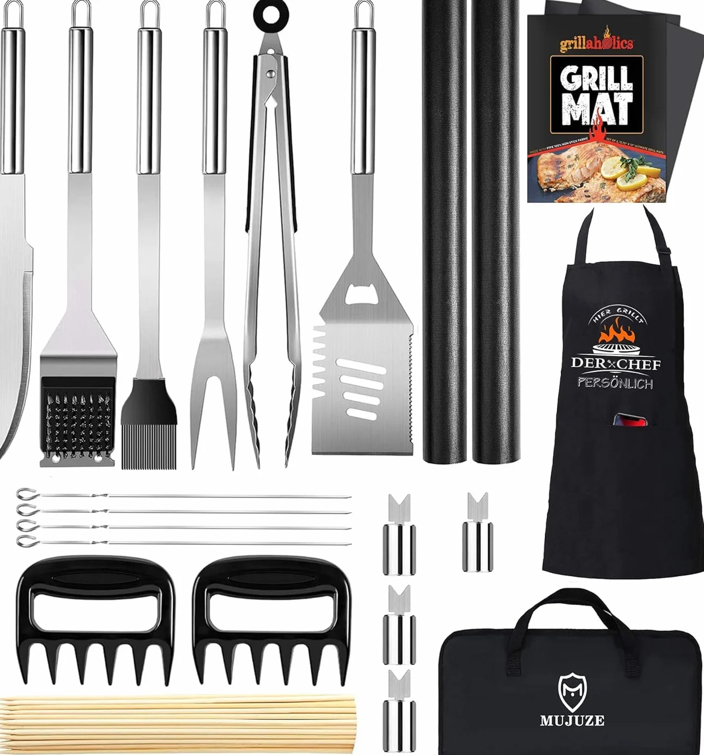 Set grigliata barbecue,BBQ utensili barbecue kit professionale,21pcs barbecue accessori in acciaio inossidabile,veleno per gli uomini.set di attrezzi bbq per barbecue da campeggio esterno