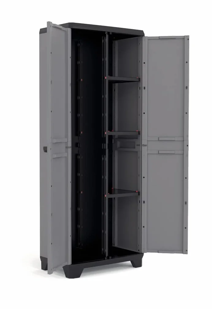 Keter Armadio Portascope Stilo, 68 x 39 x 173 cm, 3 Ripiani Regolabili, Grigio Scuro/Nero