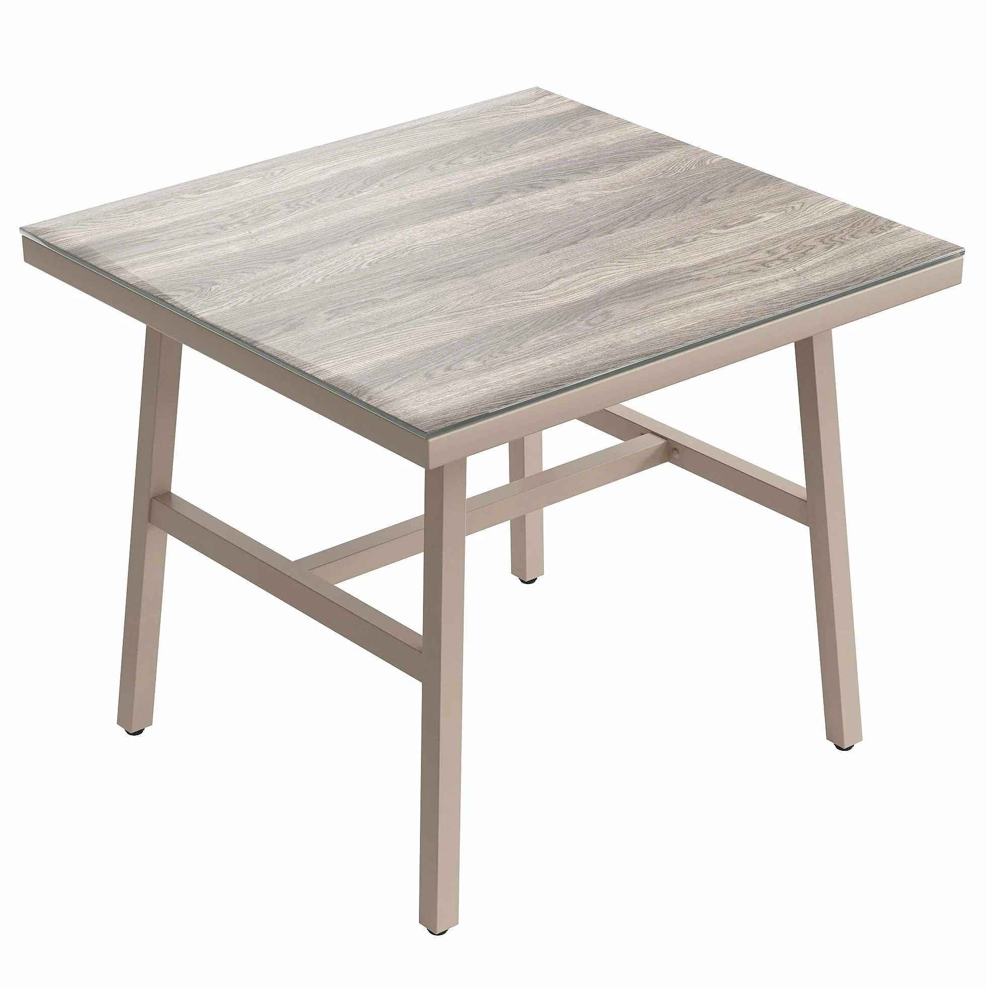 Idemon Set divano da giardino ferro zincato vetro temperato beige cuscini