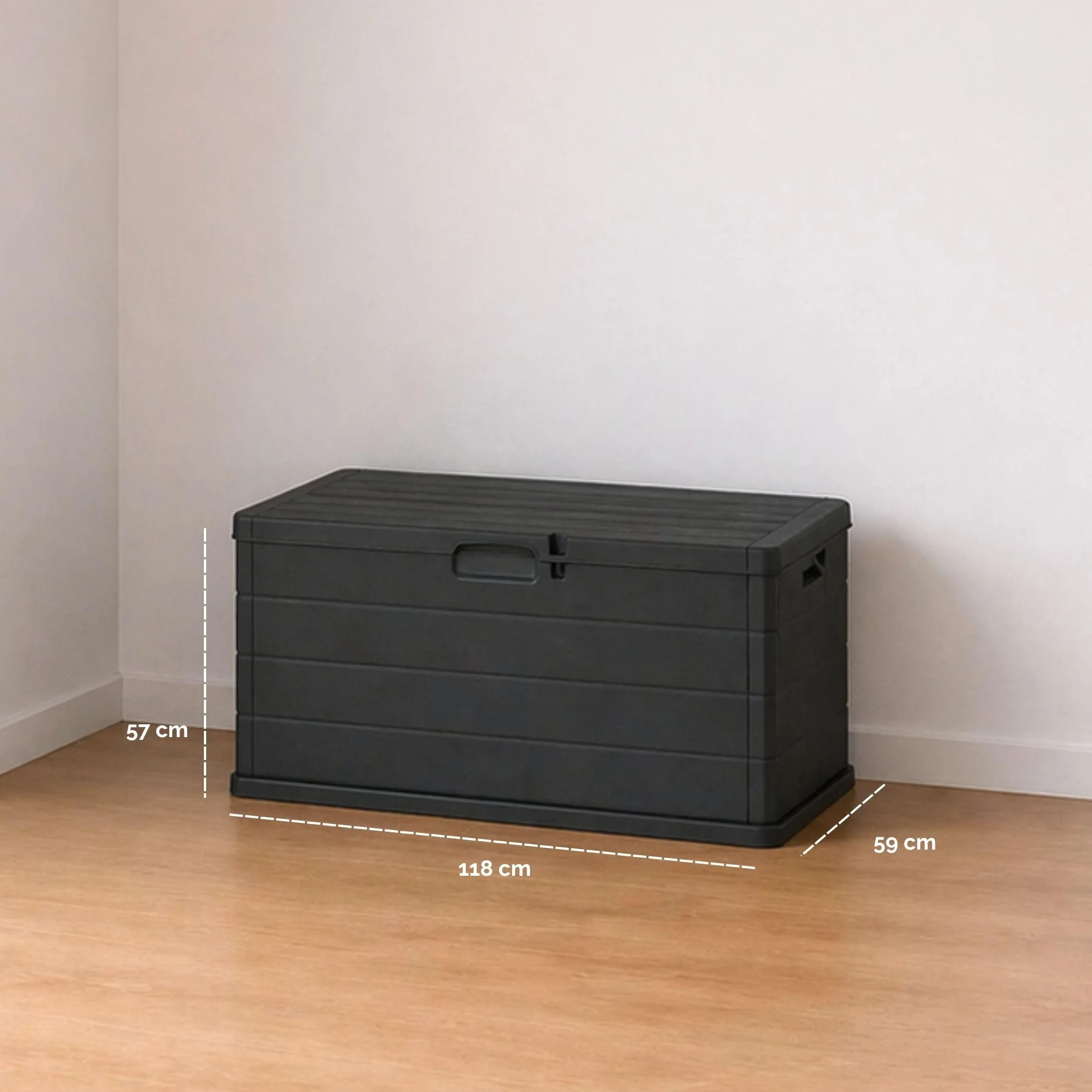 Cassapanca da Esterno 340 Litri Effetto Legno Antracite 118x59x56,5 cm Made in Italy