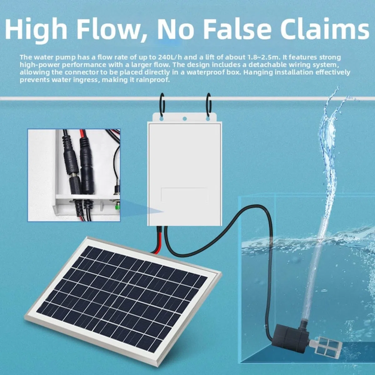 Pompa dell'acqua solare 9V 6W 10W con batteria e pannello solare regolazione a 5 velocità