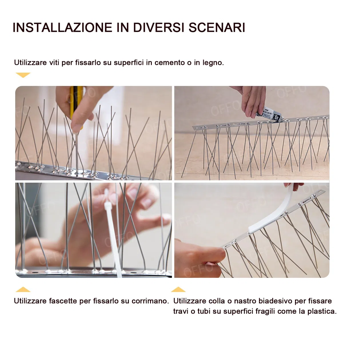 OFFO Dissuasori Piccioni, Spuntoni per Piccioni Pre-assemblato 2,08m,Piccioni Dissuasori Balcone,Dissuasore per Piccioni per Le Recinzioni dei Tetti,Argento