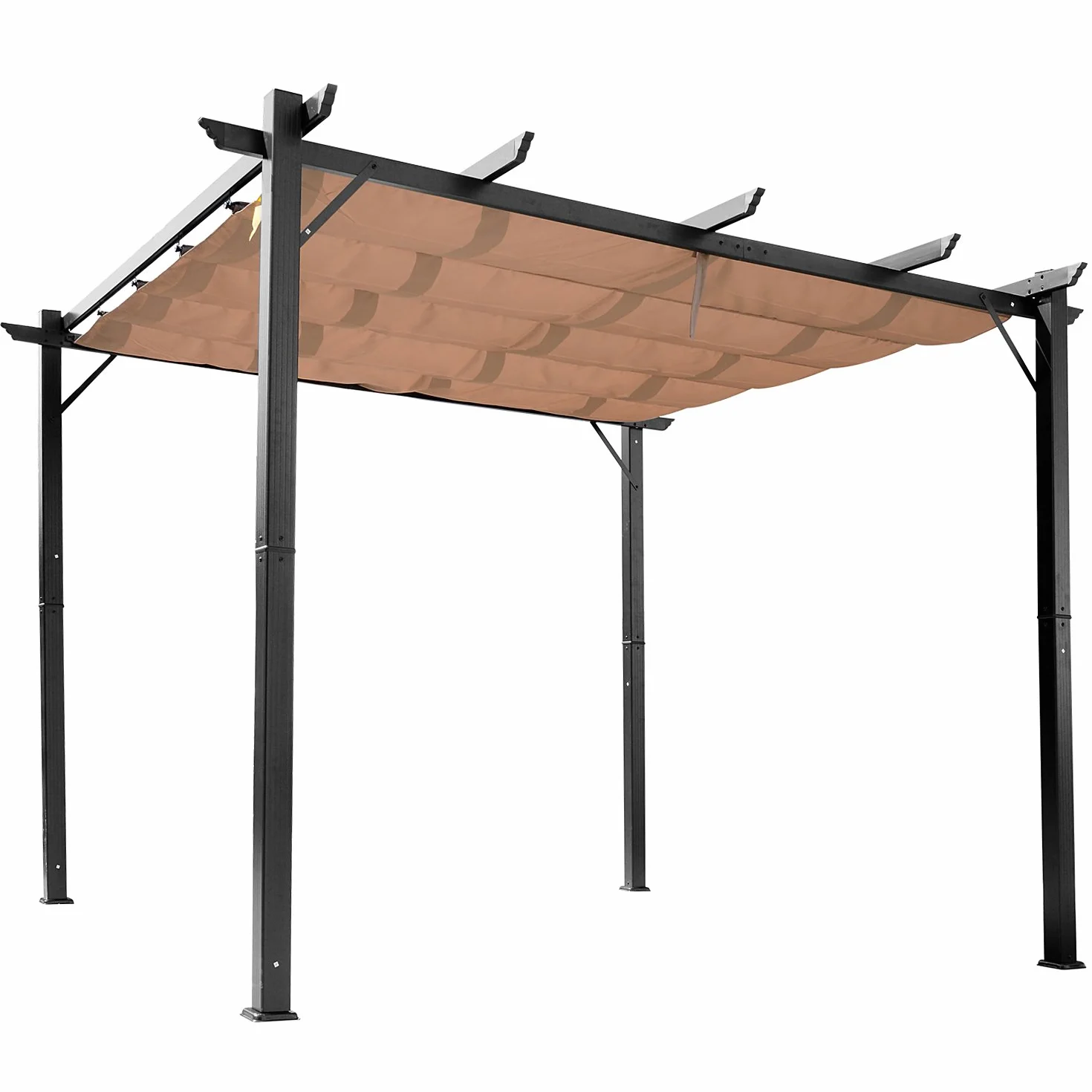 Outsunny Pergolato da Giardino 3x4m Gazebo Pergola Esterno Grigio Marrone