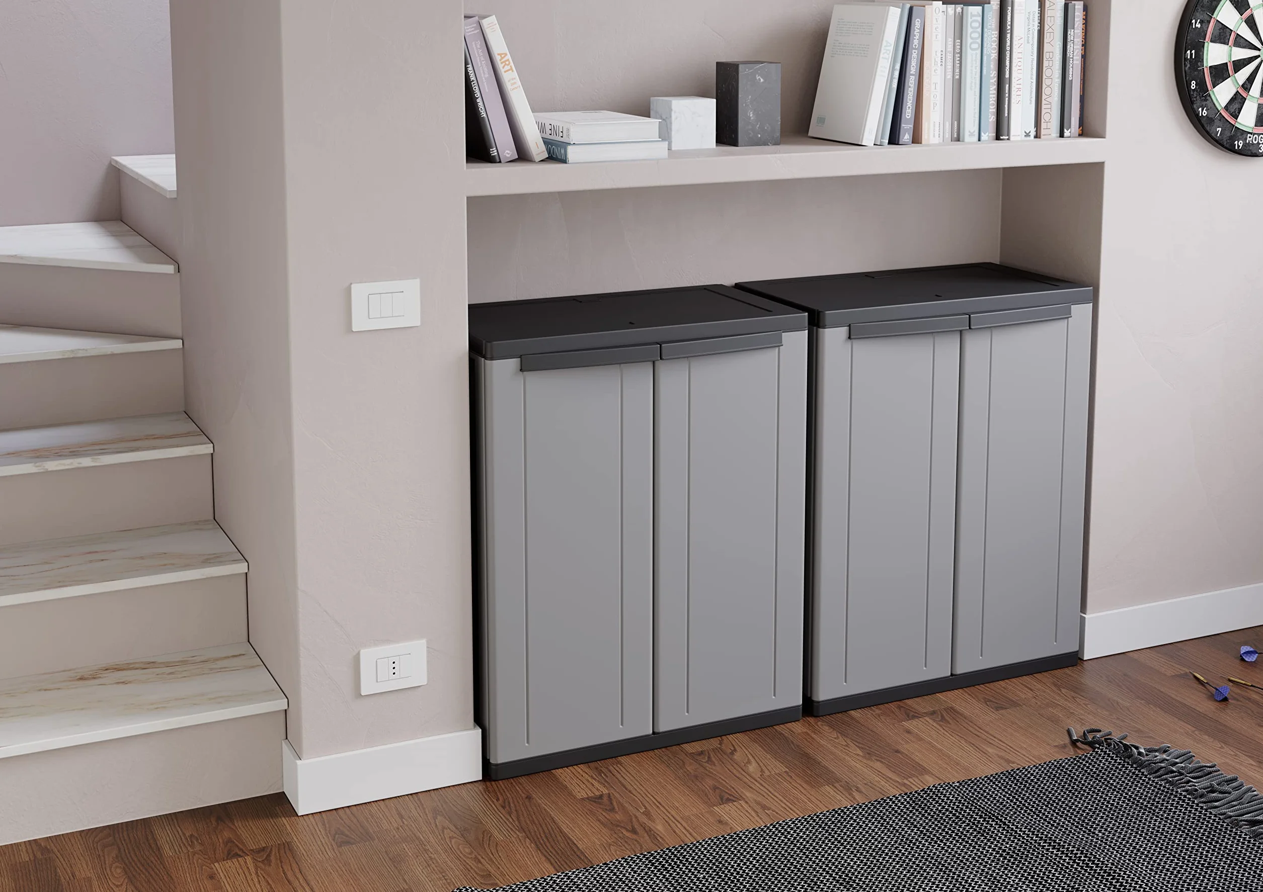 Terry, Jline 68 , Armadietto in Resina con Due Ante, 1 Ripiano Interno, da Interno Esterno. Materiale: Plastica, Dimensioni: 68x37,5x85 cm